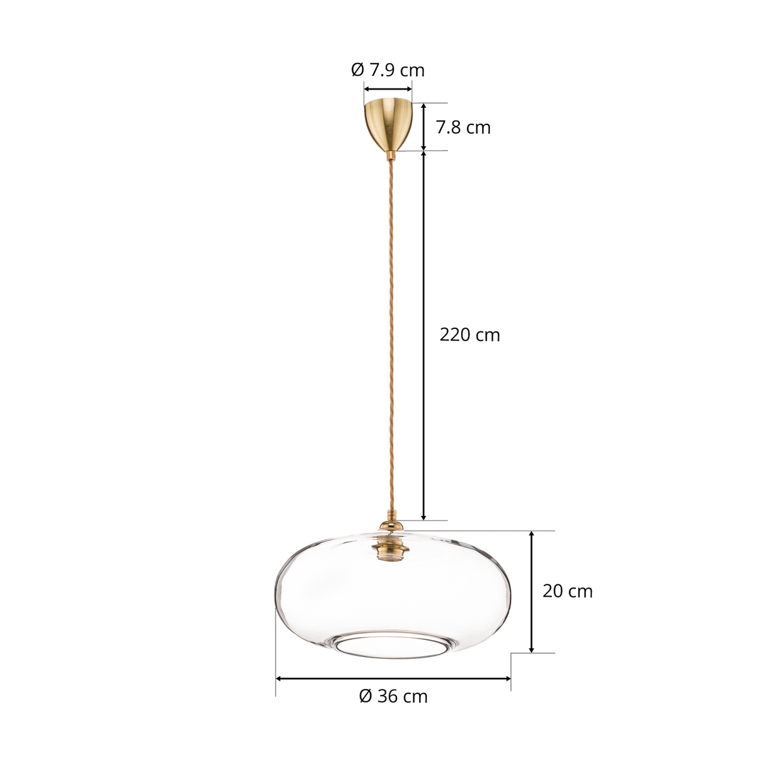 EBB & FLOW Horizon stikla piekaramais apgaismojums caurspīdīgs Ø 36 cm