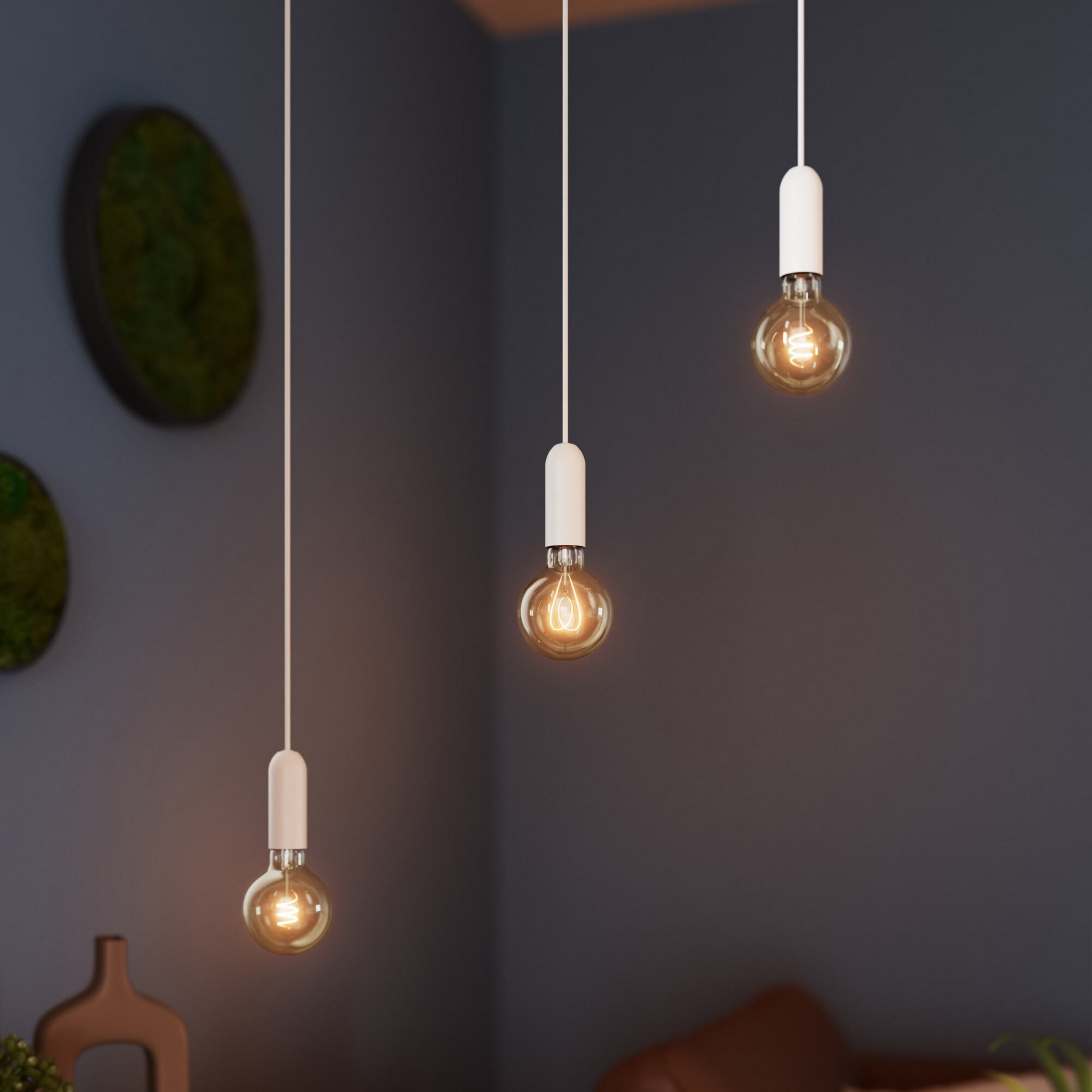 OSRAM viseča svetilka VINTAGE 1906 ROUND, bela, kovina, Ø 10 cm