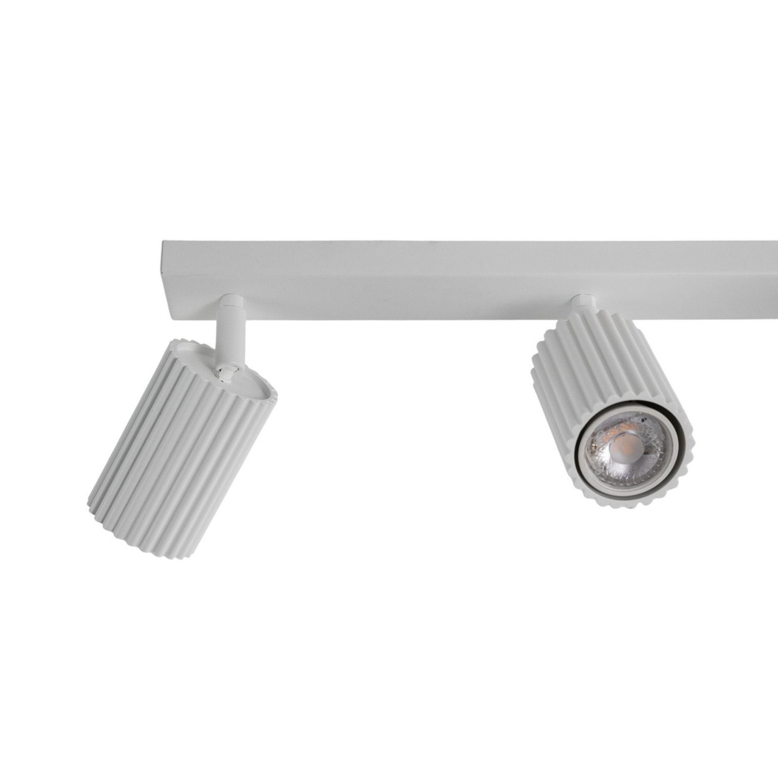 Carbon downlight, white, length 45 cm, aluminium, 3-bulb.