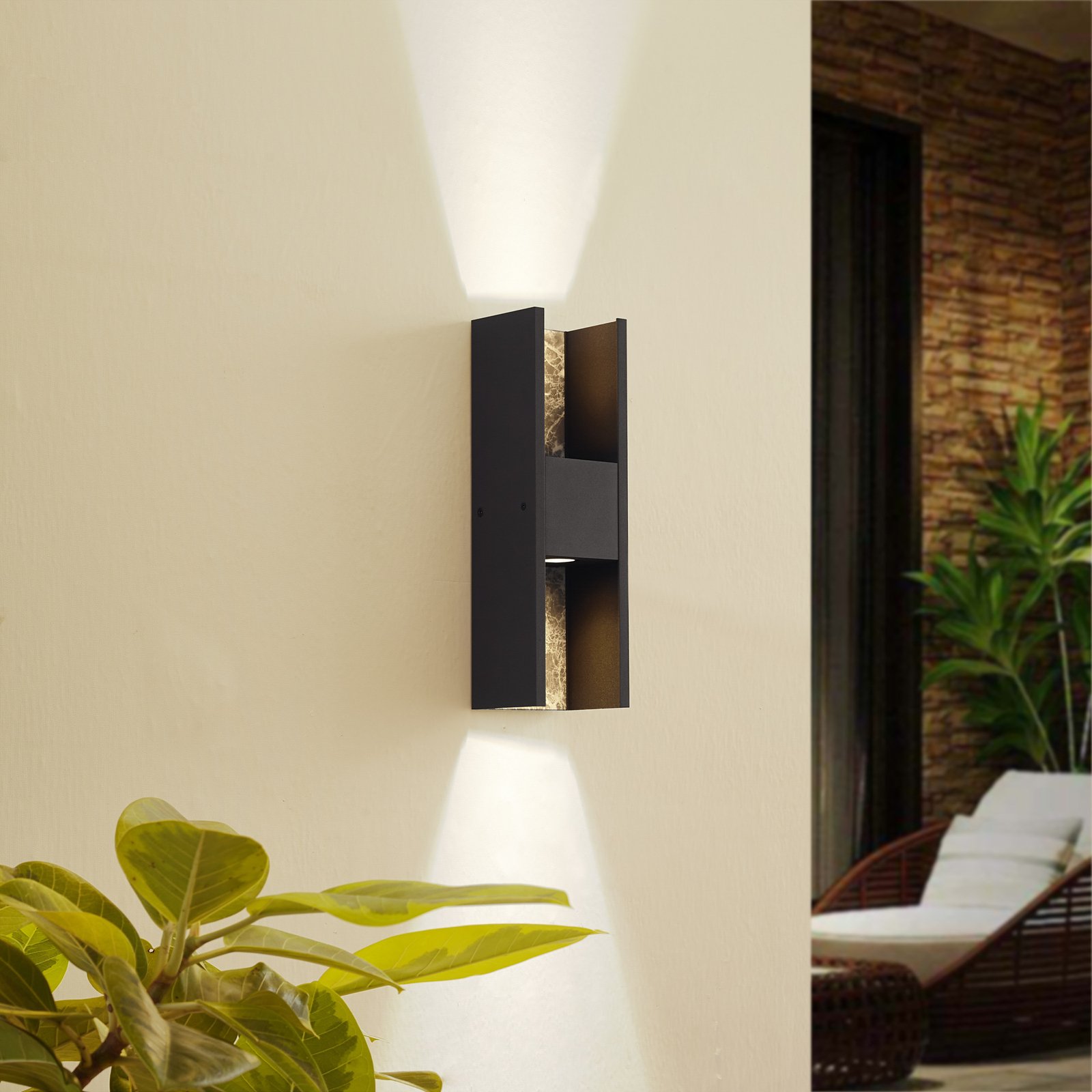 Lucande LED outdoor wall light Lavrin, black/grey, aluminium