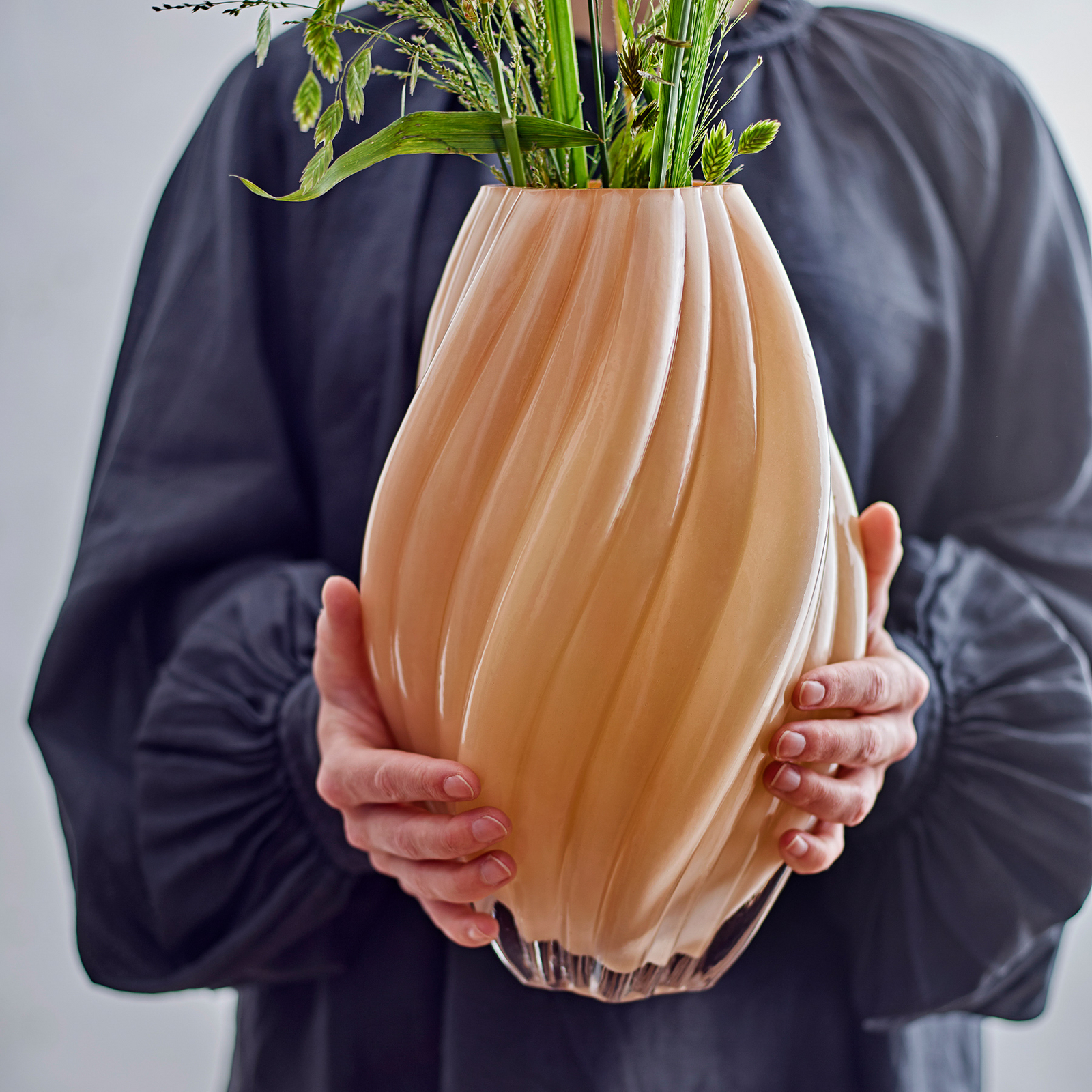 Vase Kanji, couleur naturelle, hauteur 30 cm, verre - Bloomingville Vase Kanji, couleur naturelle, hauteur 30 cm, verre - Bloomingville