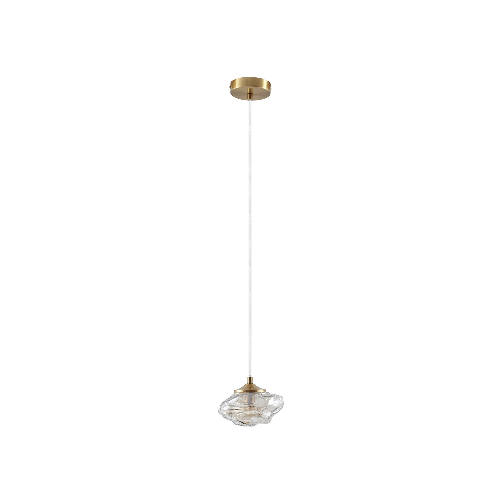 Lindby suspension Piatra, ambre/laiton, verre, Ø 16 cm, G9