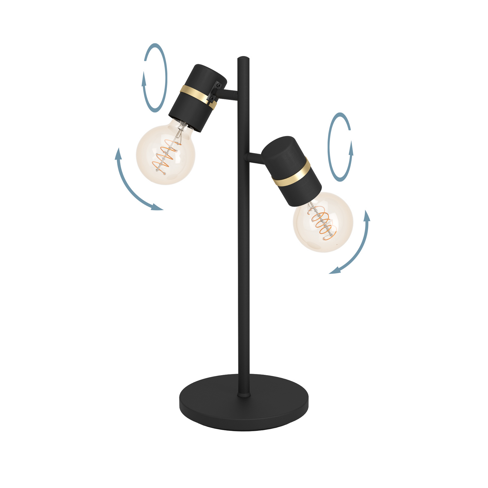 Lurone asztali lámpa, fekete, két világítótesttel