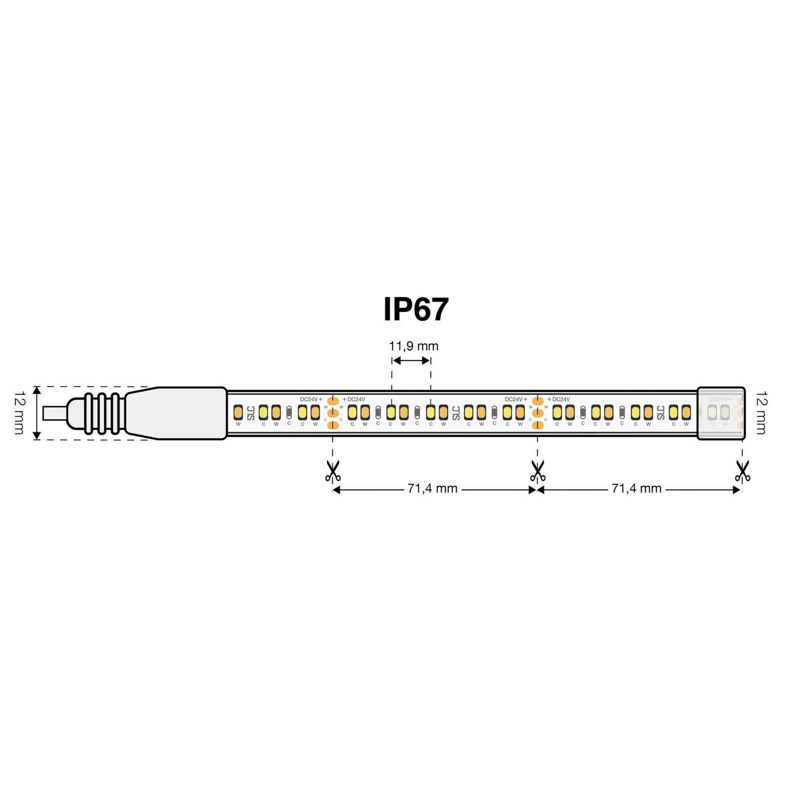 SLC LED-strip Tunable Vit 827-865 10m 125W IP67