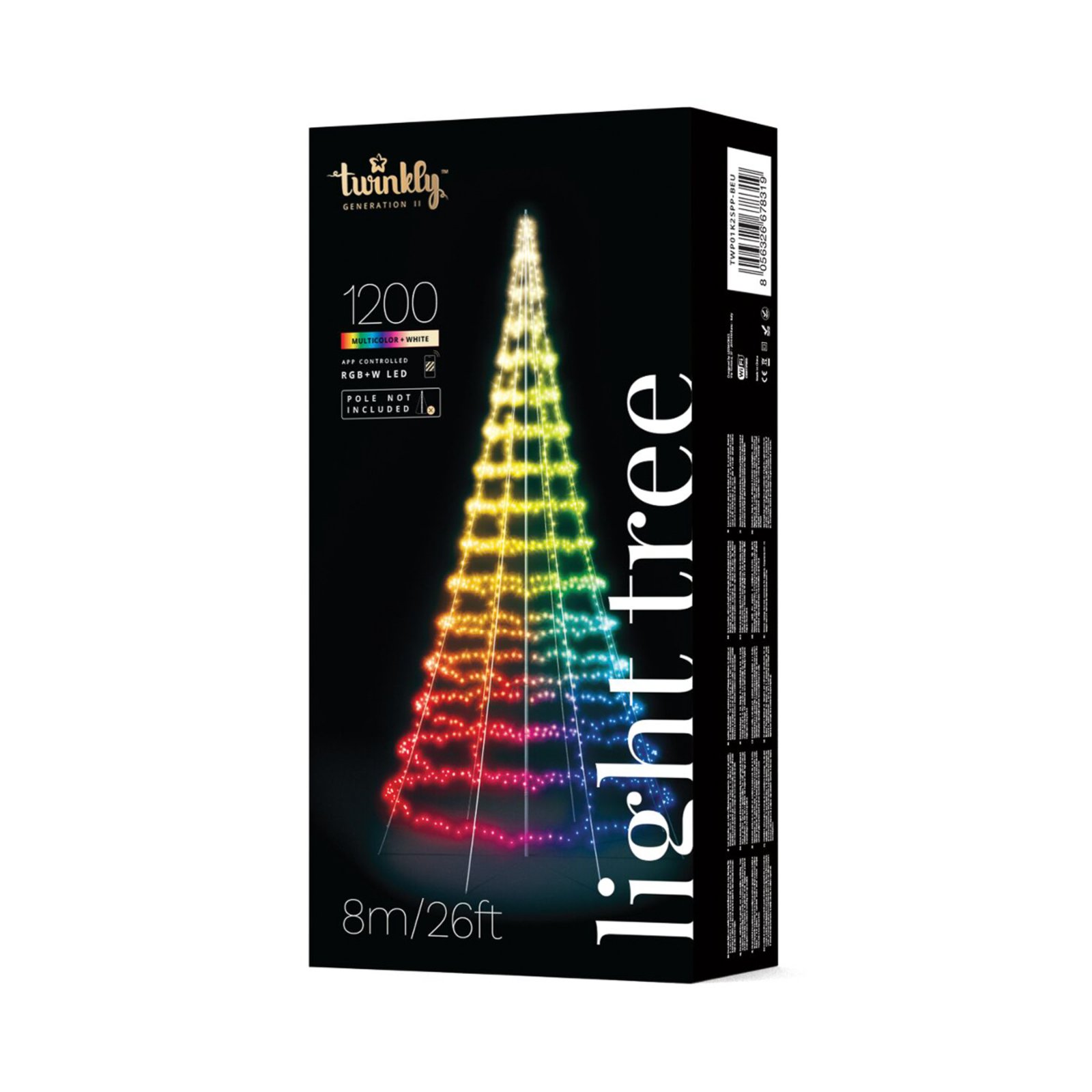 Twinkly Light Tree, IP44, LED RGBW satinati, H 8m