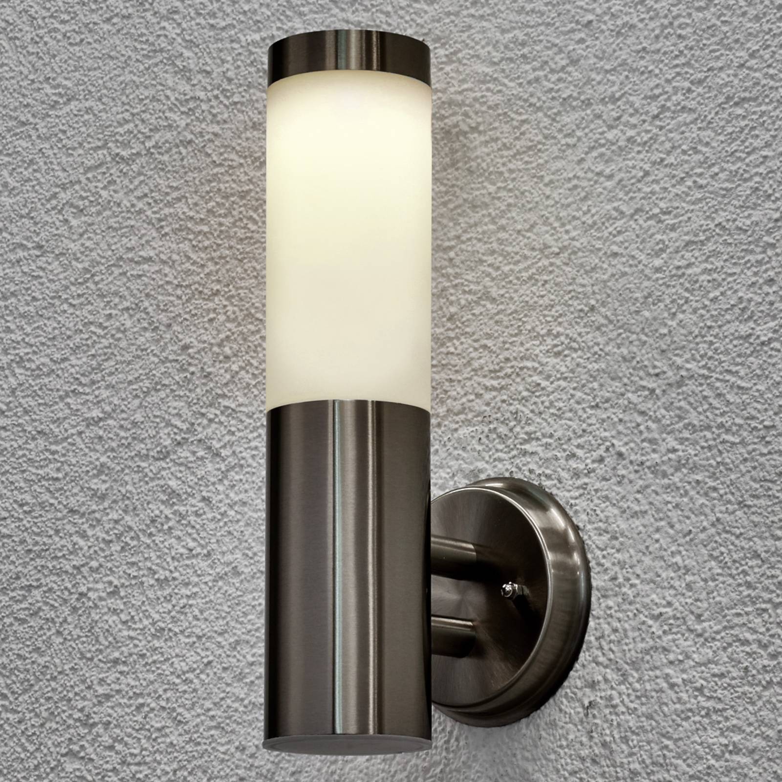 Lindby Solar outdoor wall lamp Jolla with LED, stainless steel, polycarbonate, 0.2 W, W: 7.6 cm, H: 33 cm