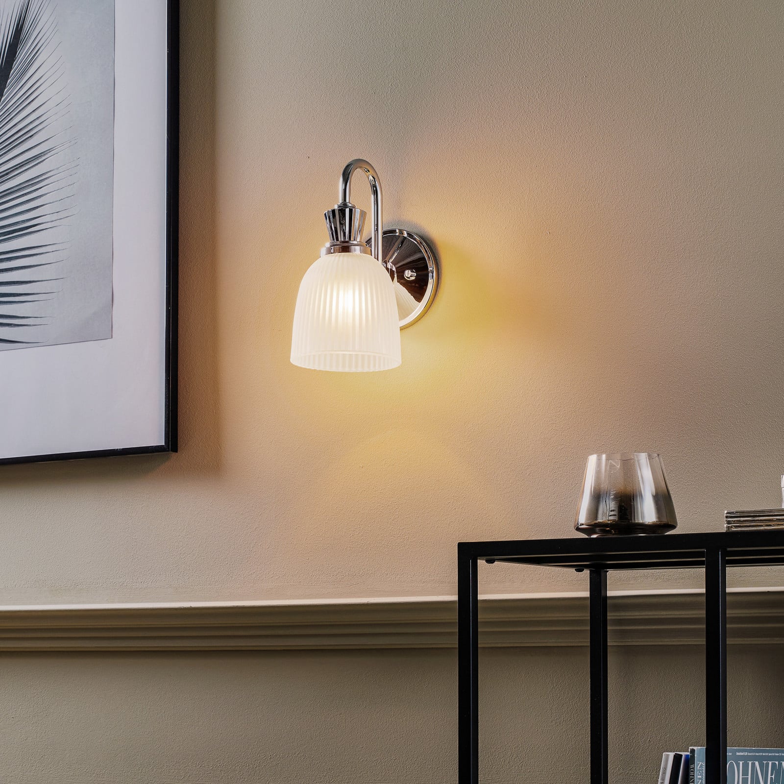 Cora LED bathroom wall light, 1-bulb, glass, IP44 Elstead - Modern - Metal - Single-bulb