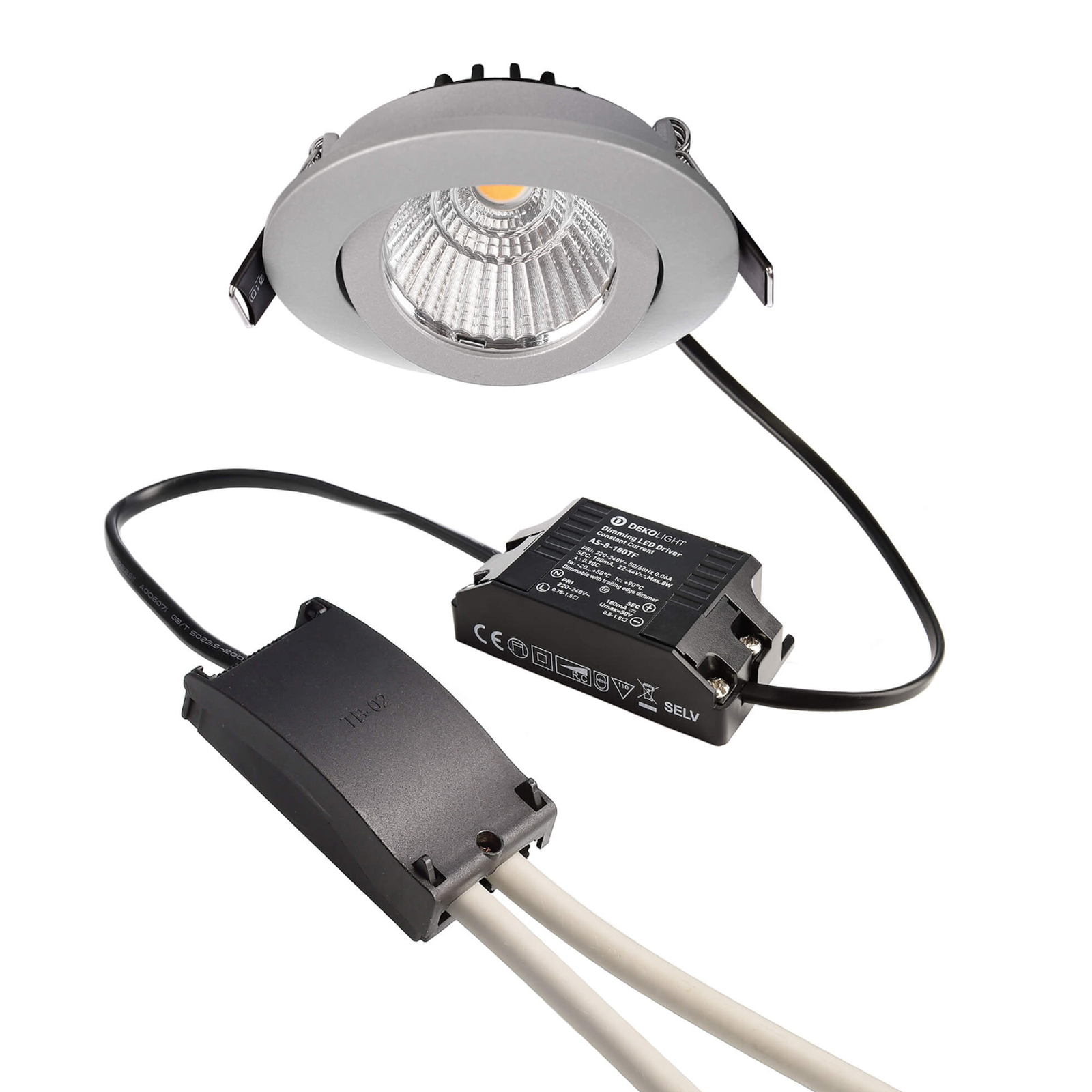 LED kattouppospotti Dione 3 000 K Hopeanharmaa Nettilamppu fi