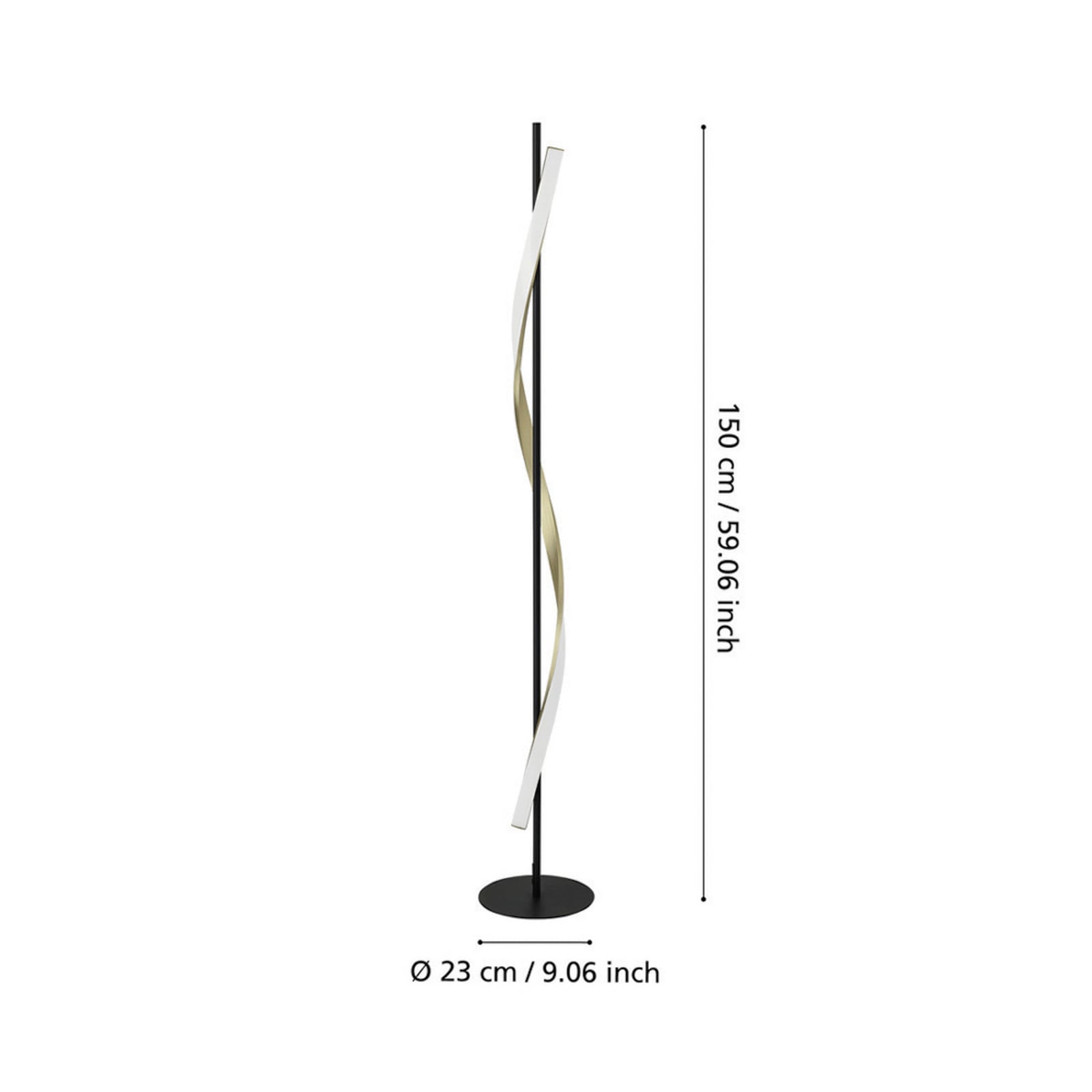 EGLO CONAPRATO LED-lattiavalaisin, musta/messinki, 150 cm, CCT EGLO CONAPRATO LED-lattiavalaisin, musta/messinki, 150 cm, CCT