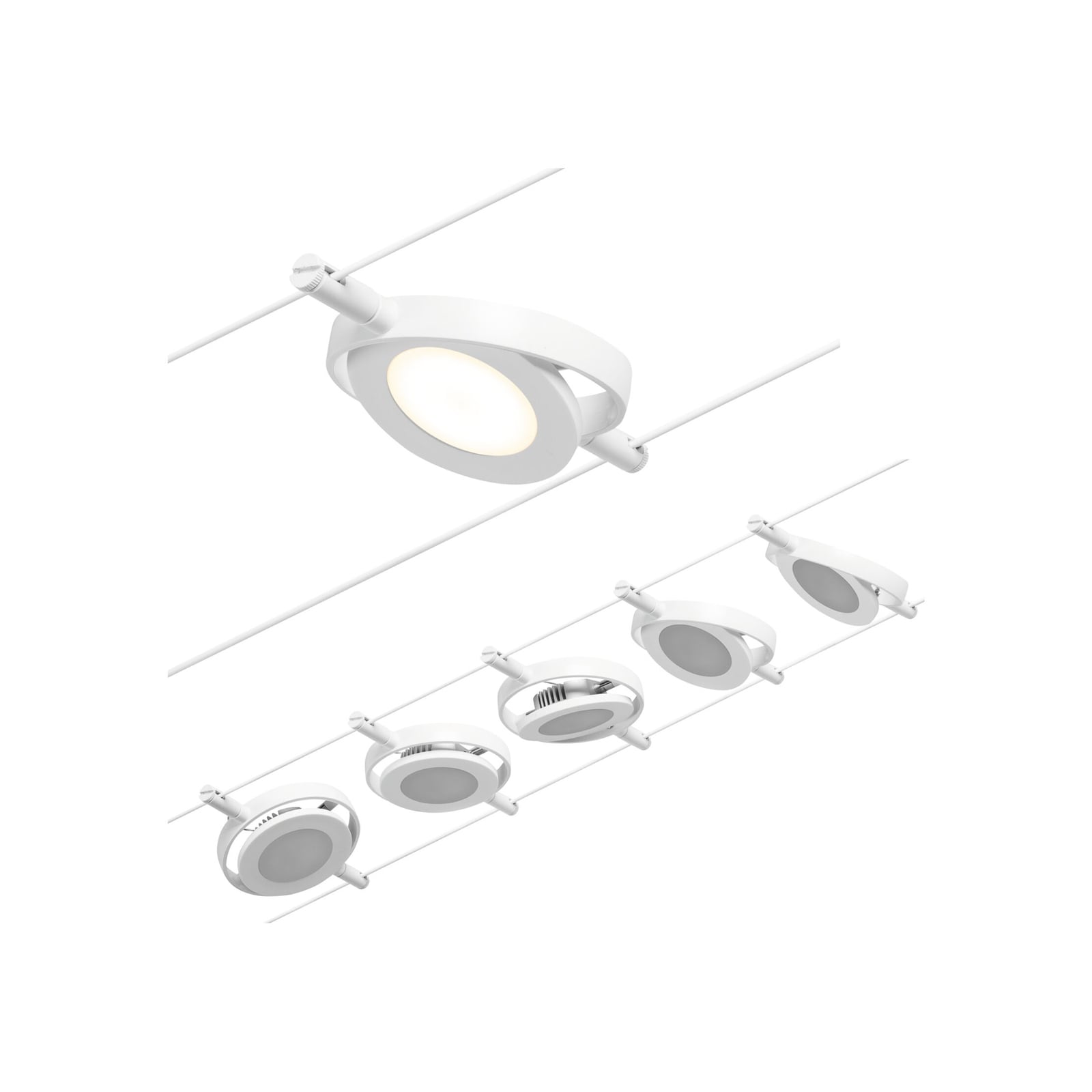 Wire RoundMac LED-vaijerijärjestelmä, valkoinen, 5-lamppuinen - Paulmann