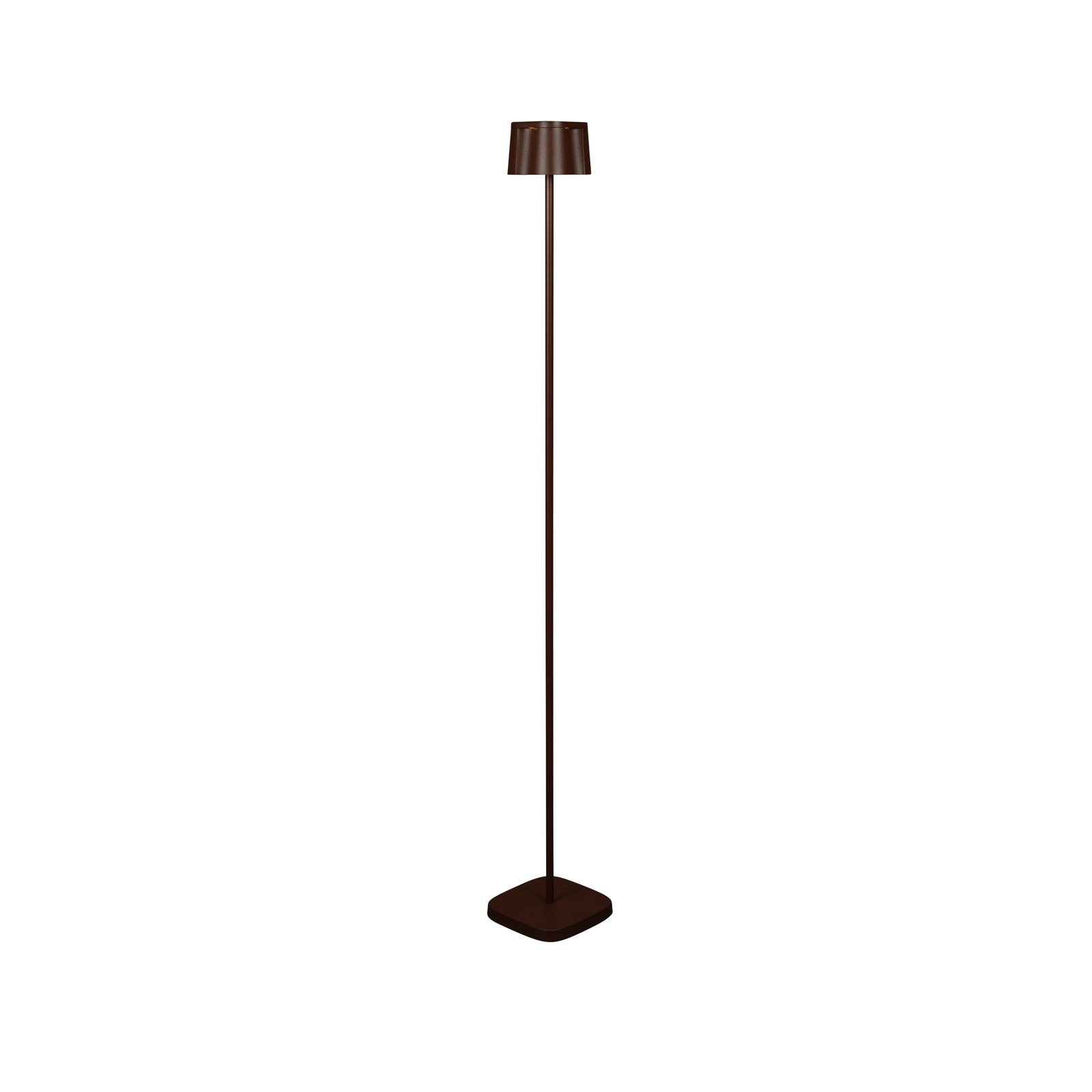 Nice rechargeable LED floor lamp, rust-coloured, aluminium, IP54,