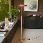 Oluce LED floor lamp Dora, gold/red, metal, PMMA