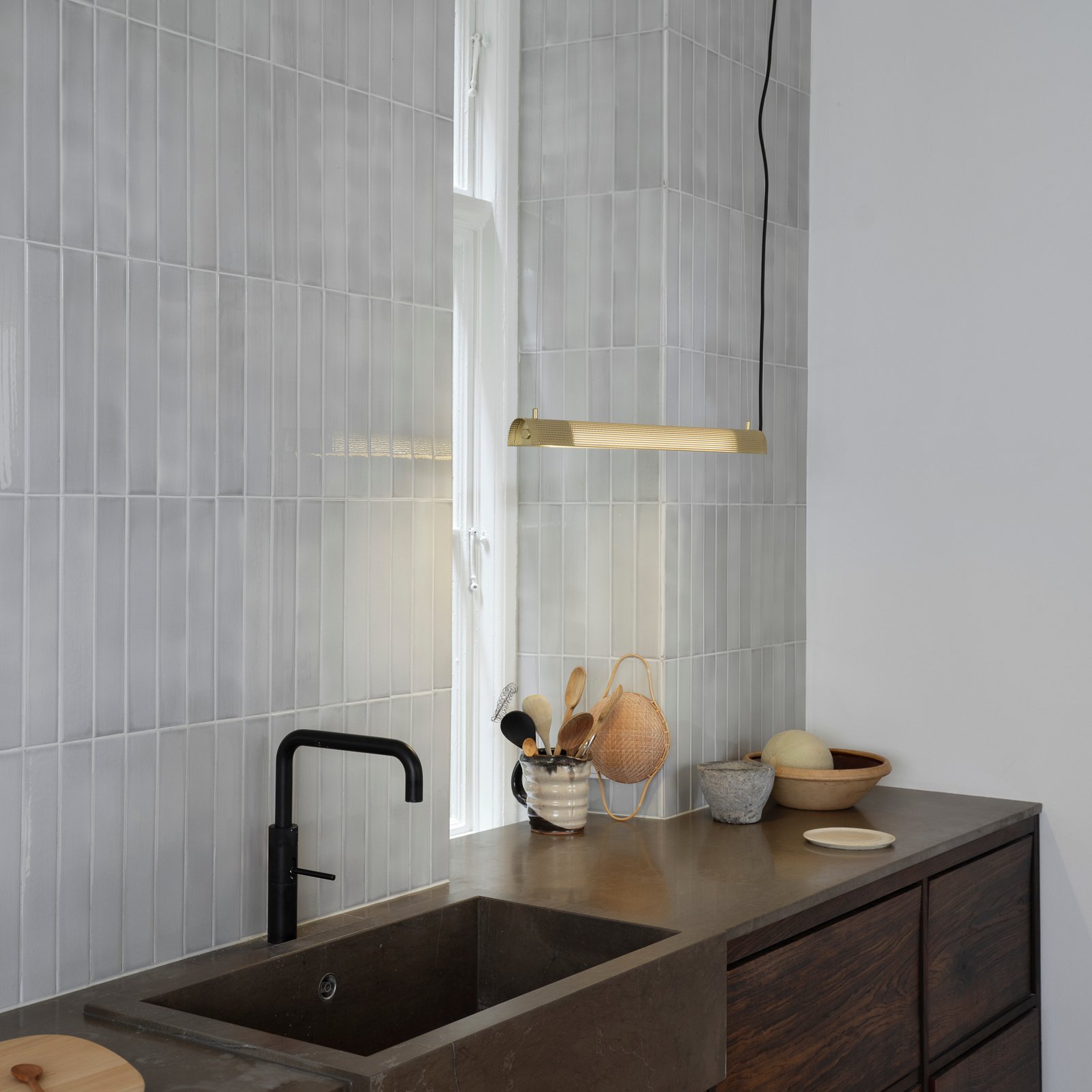 Suspension Radent, couleur laiton, L 70 cm, G13 - GEJST