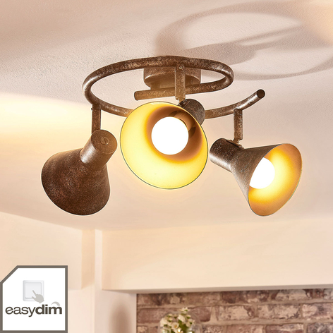 Dimmbares LED-Deckenrondell Zera in Rost und Gold