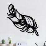 Applique murale W-030, noir, design plume, bois MDF, découpe laser