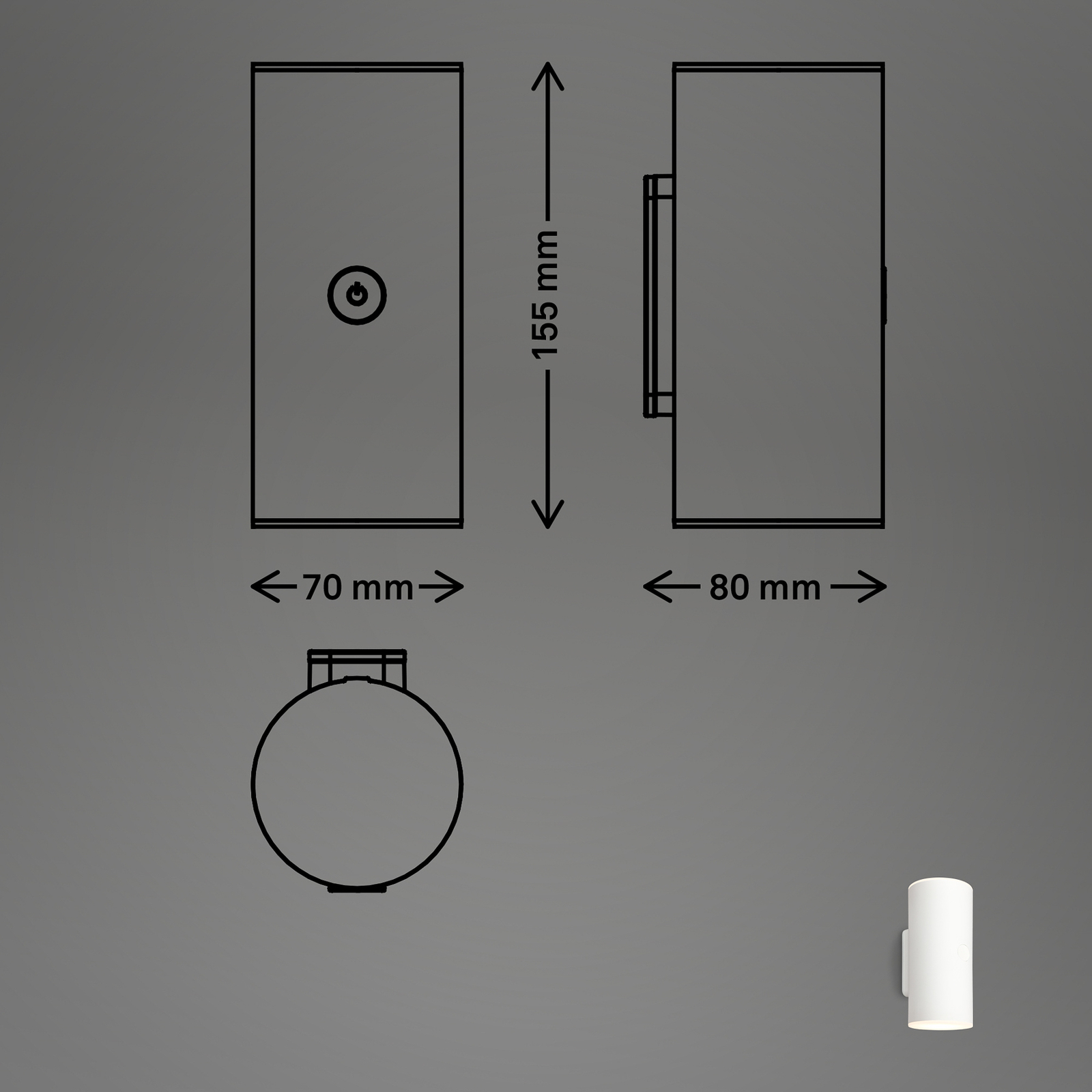 Utendørs vegglampe 3786016, hvit, berøringsdimmer, opp/ned