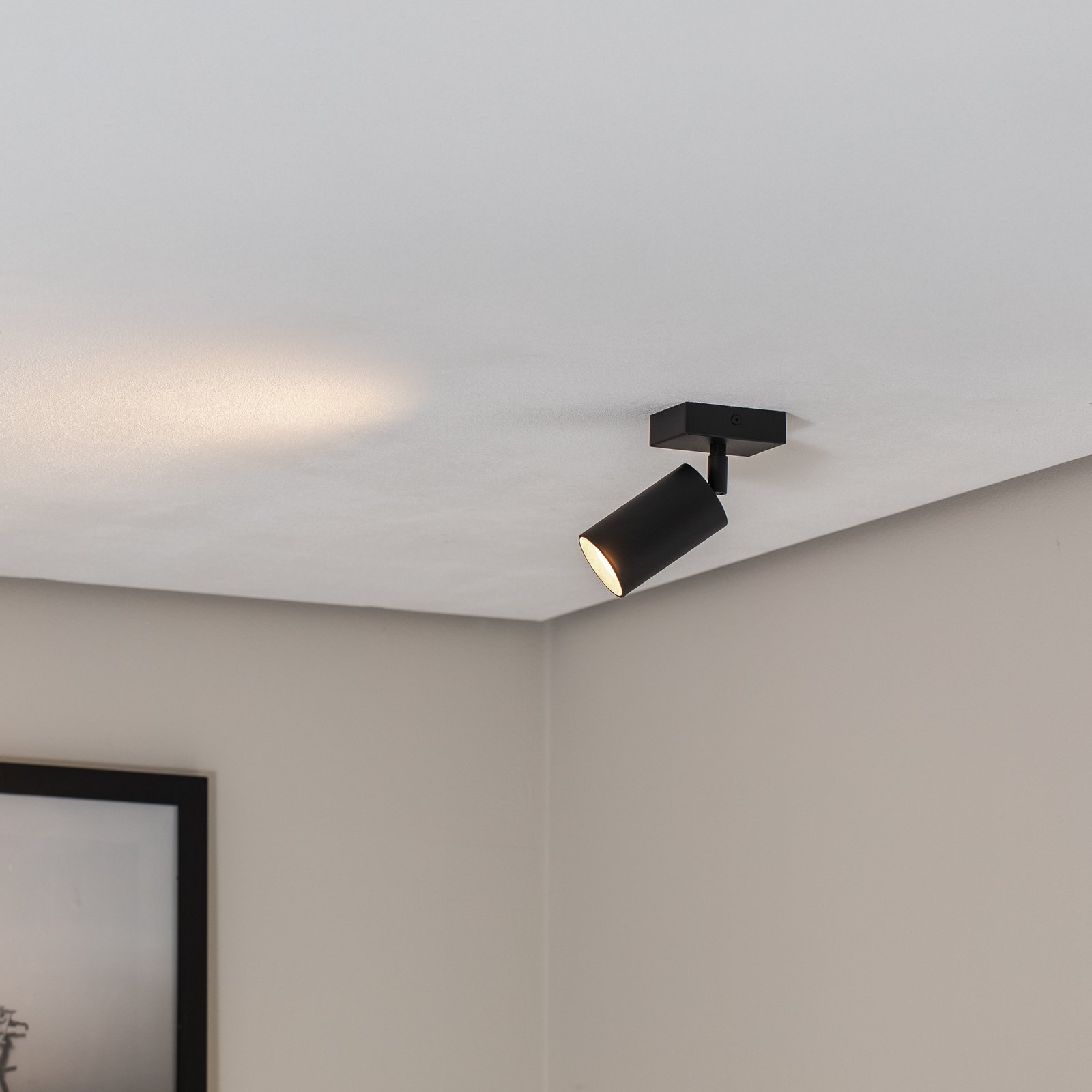 Faretto da soffitto Sado in acciaio nero orientabile a 1 luce angolare