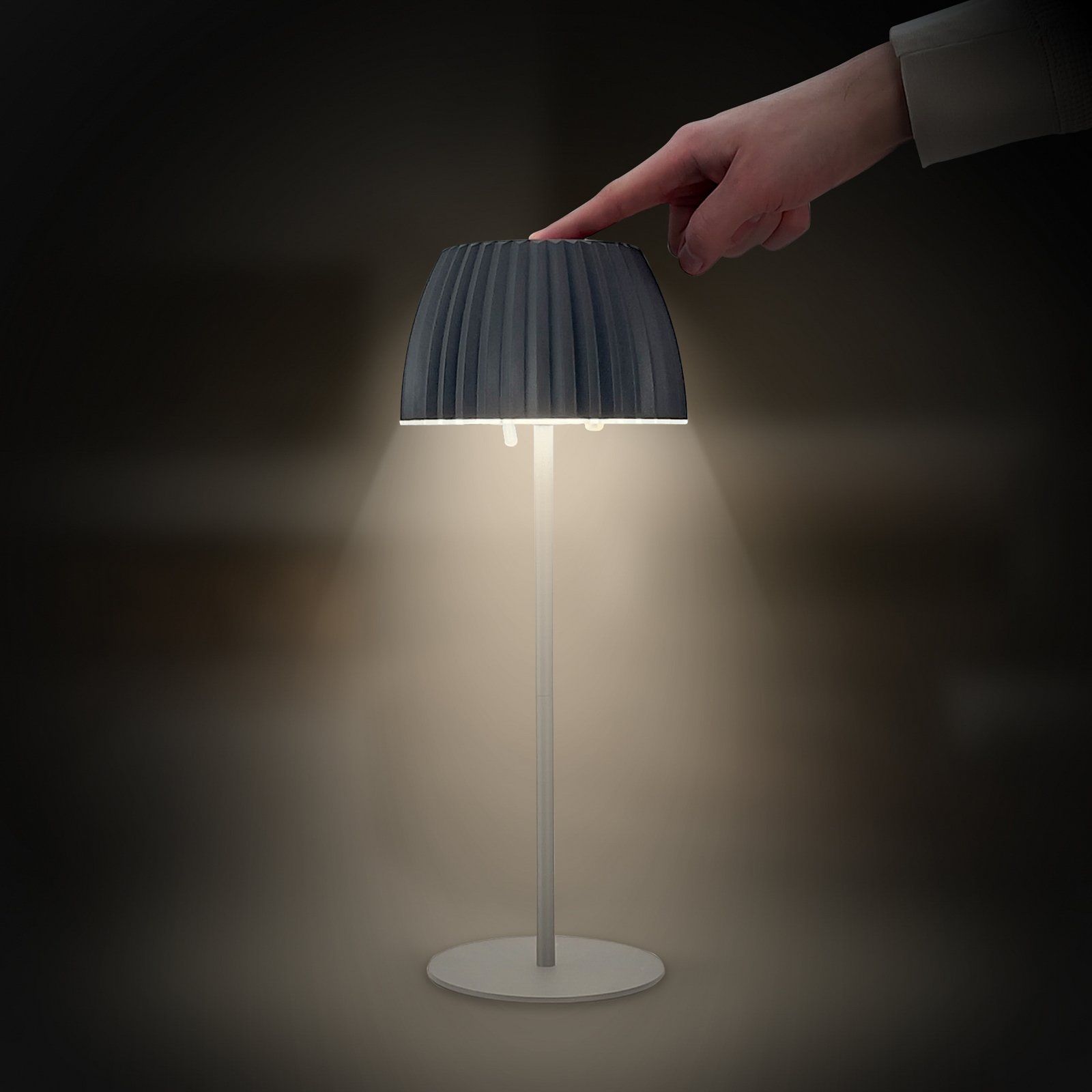 Lampe à poser LED rechargeable Brilo unplugged Riffle, 36 cm, anthracite