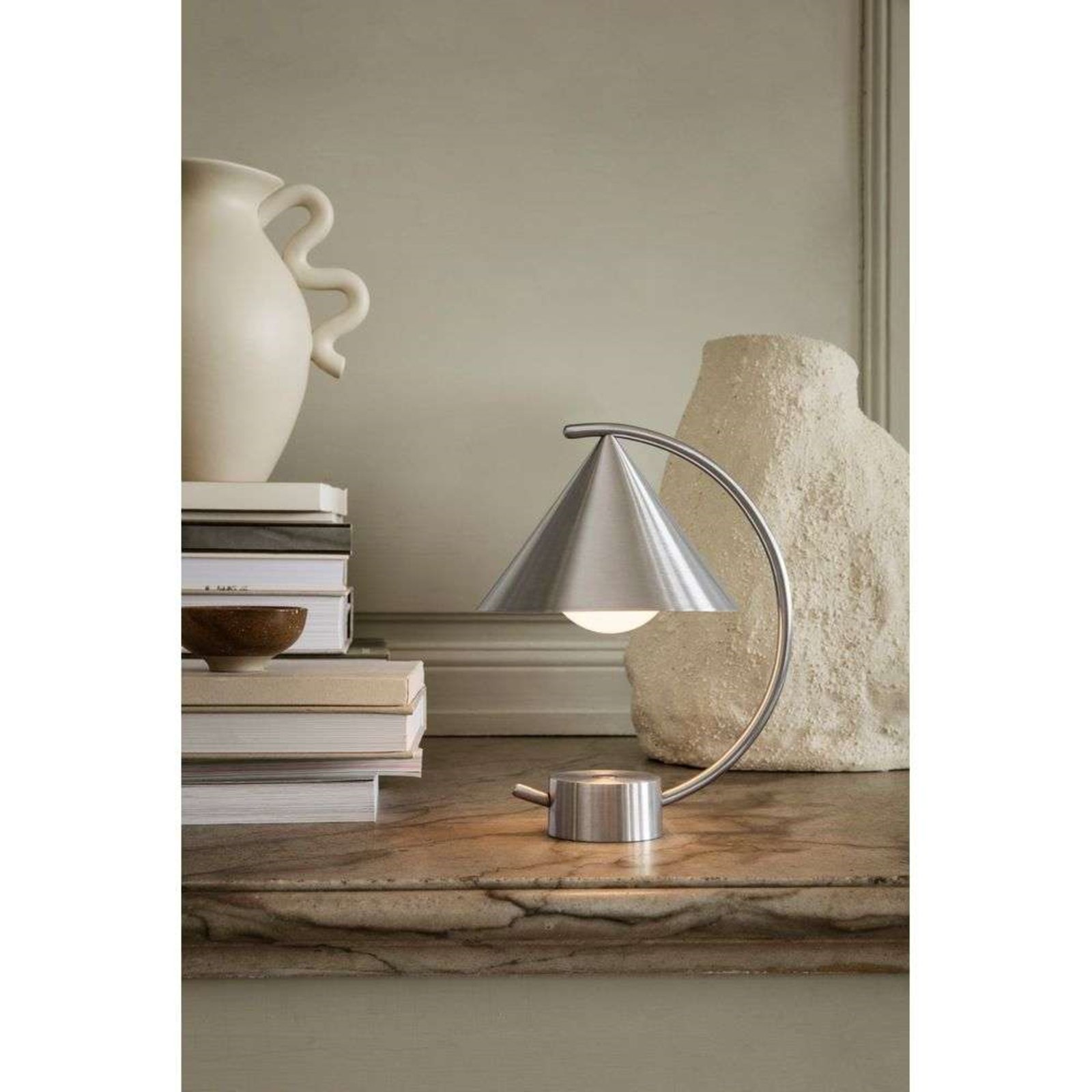 Meridian Portable Table Lamp Brushed Steel - Ferm Living