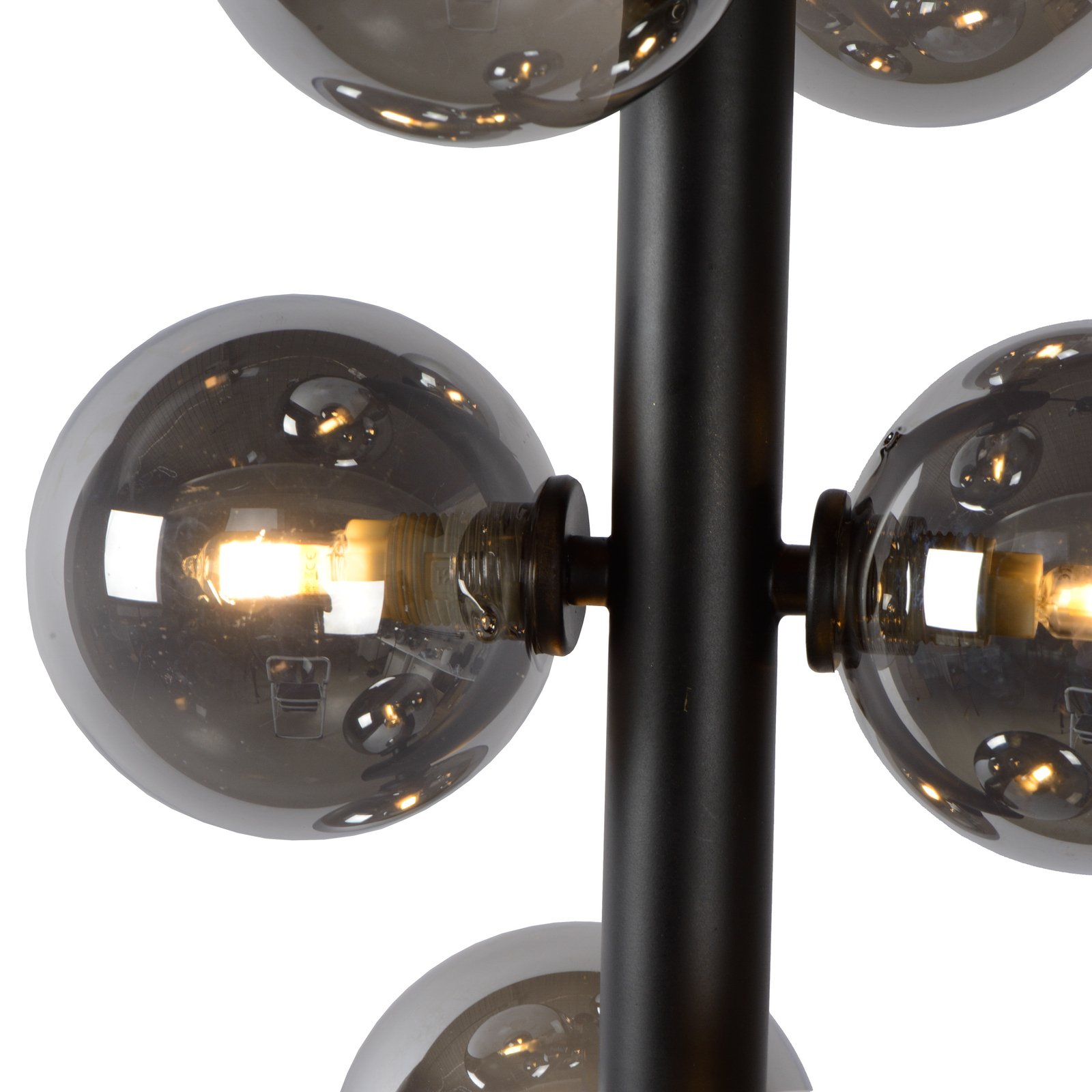 Hanglamp Tycho, 6-lamps zwart/rookgrijs