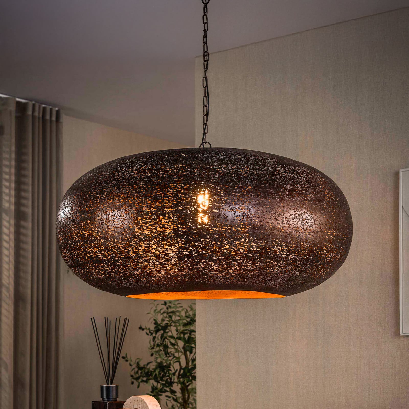 Pendelleuchte Cielo, Ø 90 cm, kupfer, Metall, E27, 1-flammig