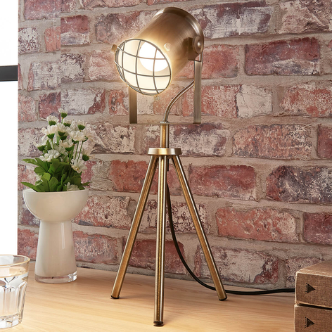 Lámpara de mesa Ebbi estilo industrial, latón