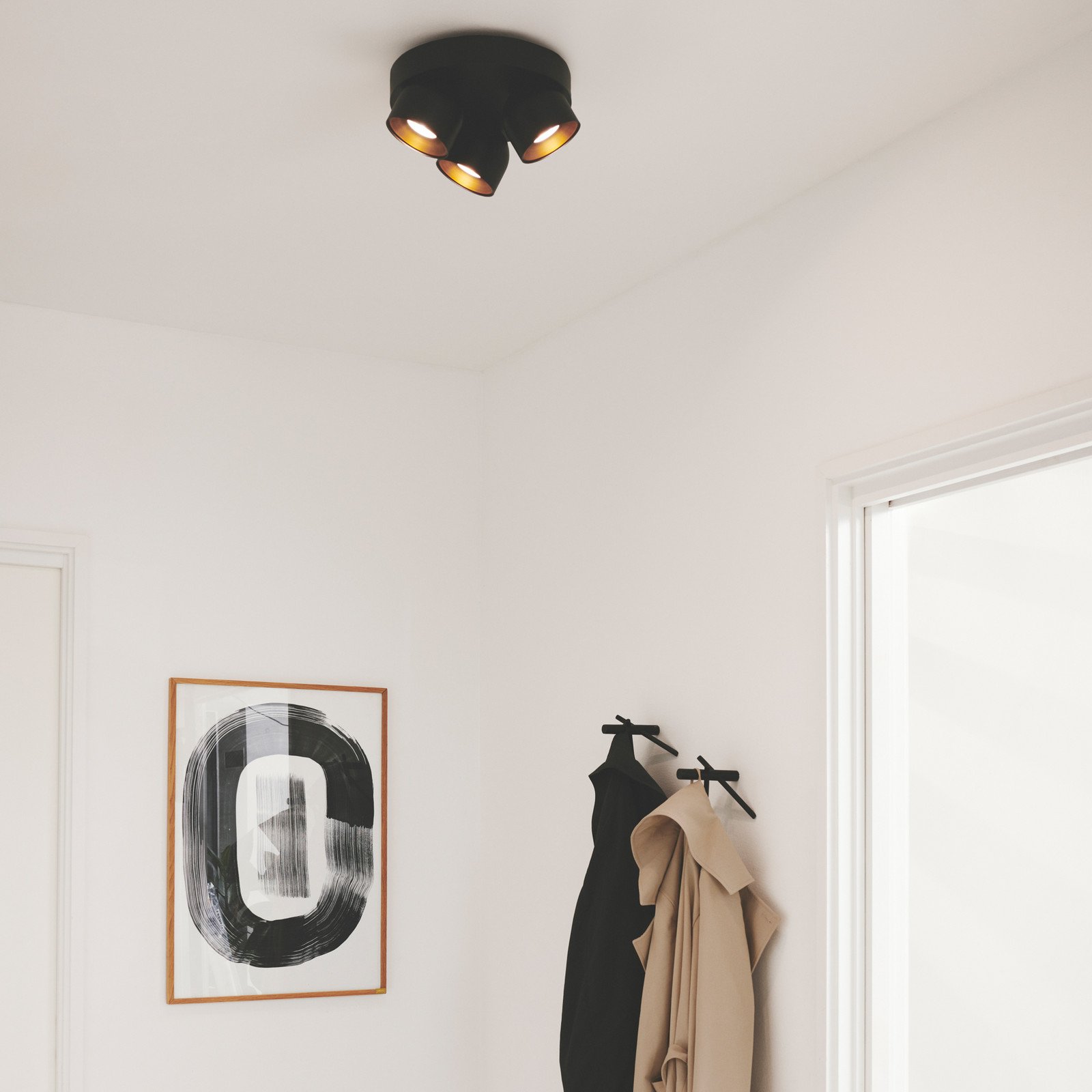 Nordlux Downlight Pitcher GU10 cu trei becuri rotund metalic negru - Camera de zi / sufragerie - modern