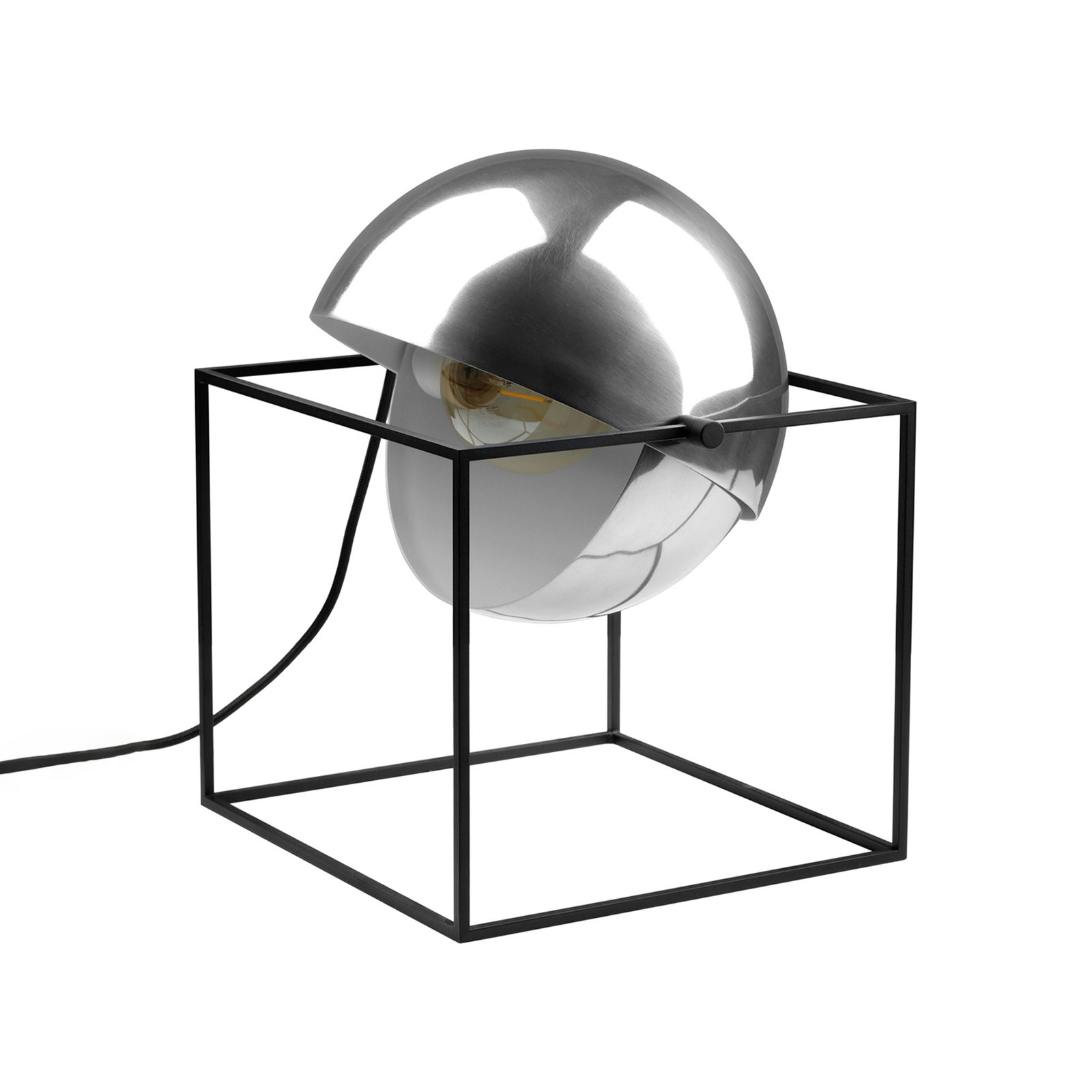 Lámpara de mesa El Cubo, esférica, cromo
