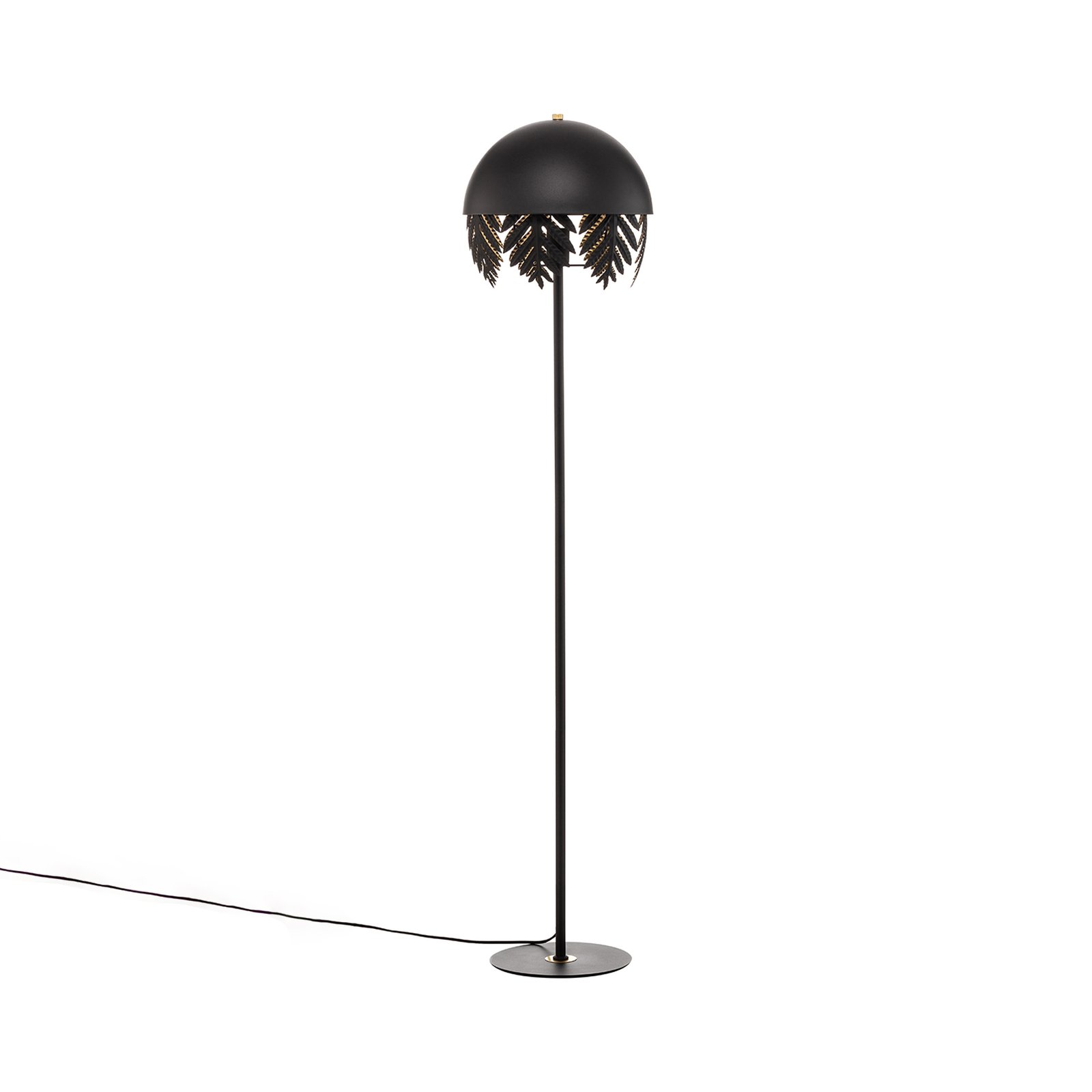 Lucande Aparas floor lamp, leaf look, black-gold