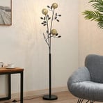 Lucande Evory floor lamp, 160 cm, 3-bulb, black/gold, G9