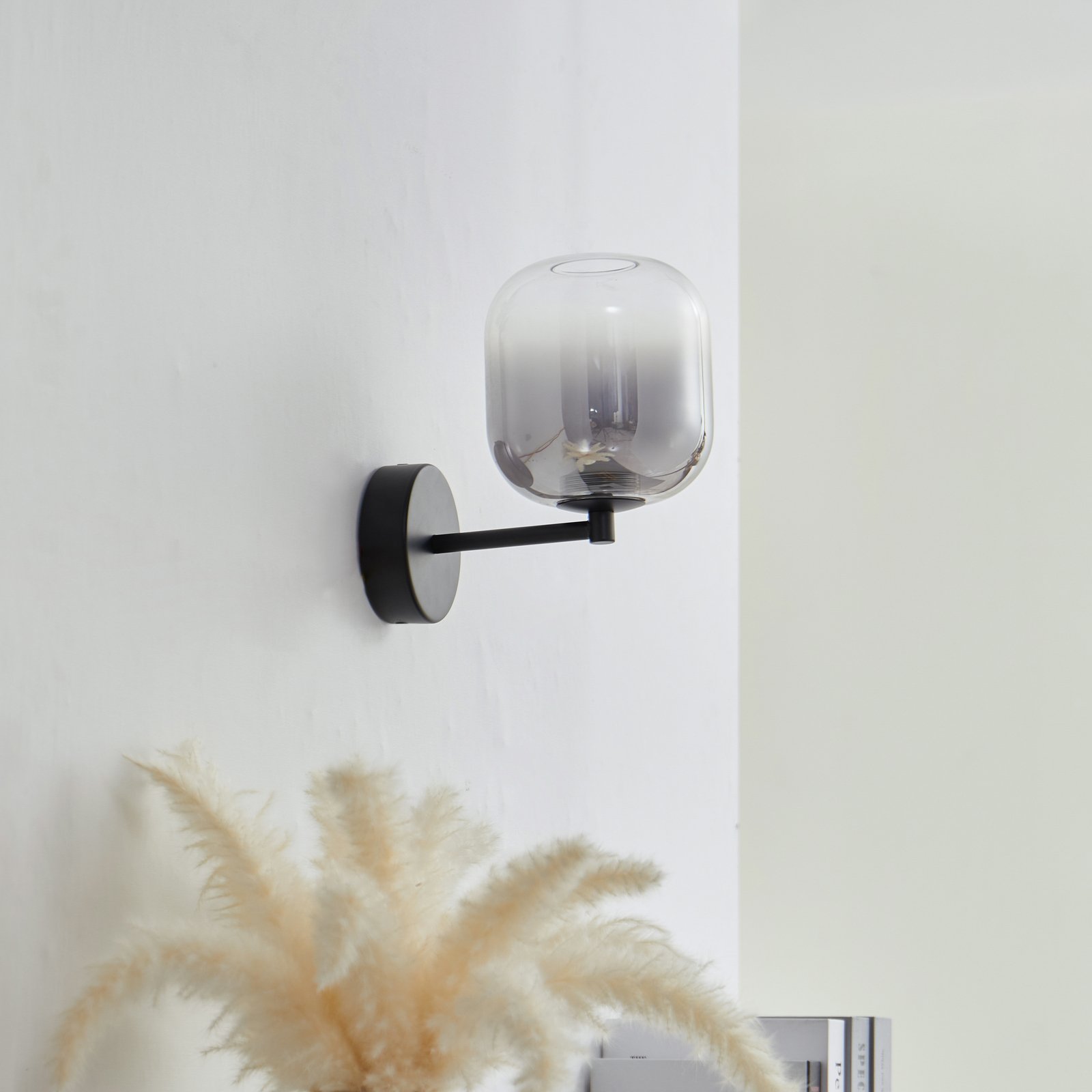 Avelina LED-Wandleuchte rauchgrau Höhe 21,5 cm Glas - Lucande
