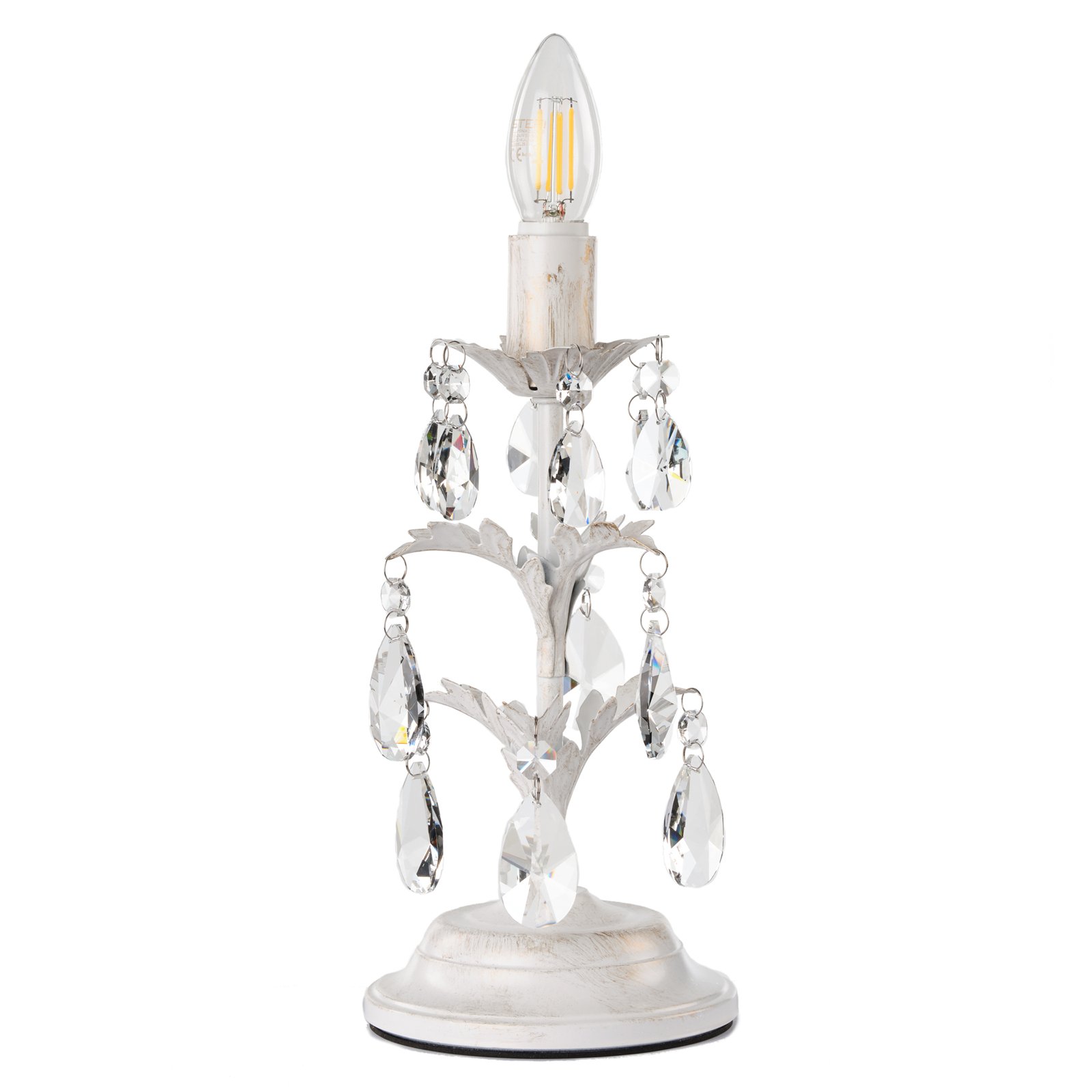 Teresa crystal table lamp, no lampshades, ivory