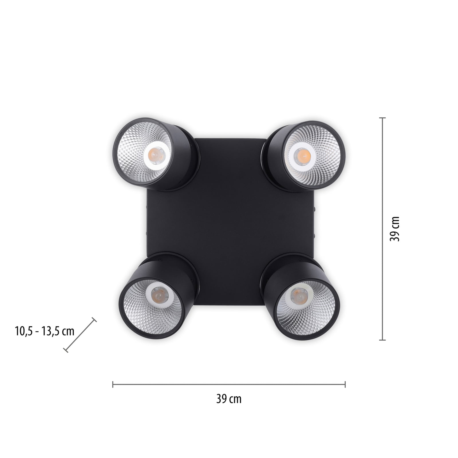 Nola LED-Deckenleuchte, vierflammig, schwarz - PURE Nola LED-Deckenleuchte, vierflammig, schwarz - PURE