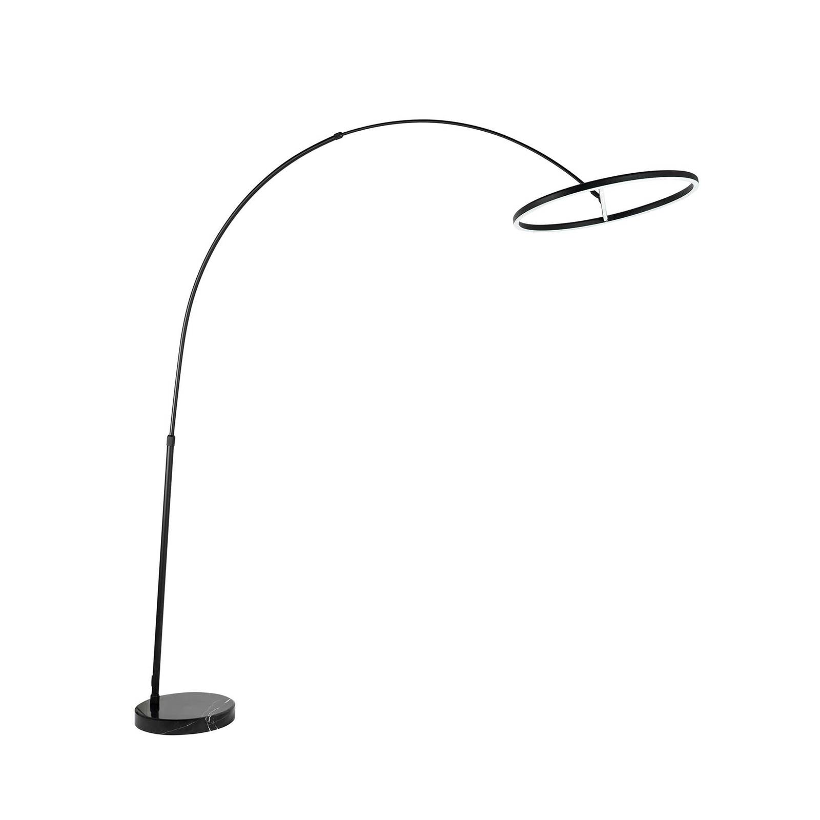 Lucande Virvera LED íves állólámpa, kerek, fekete