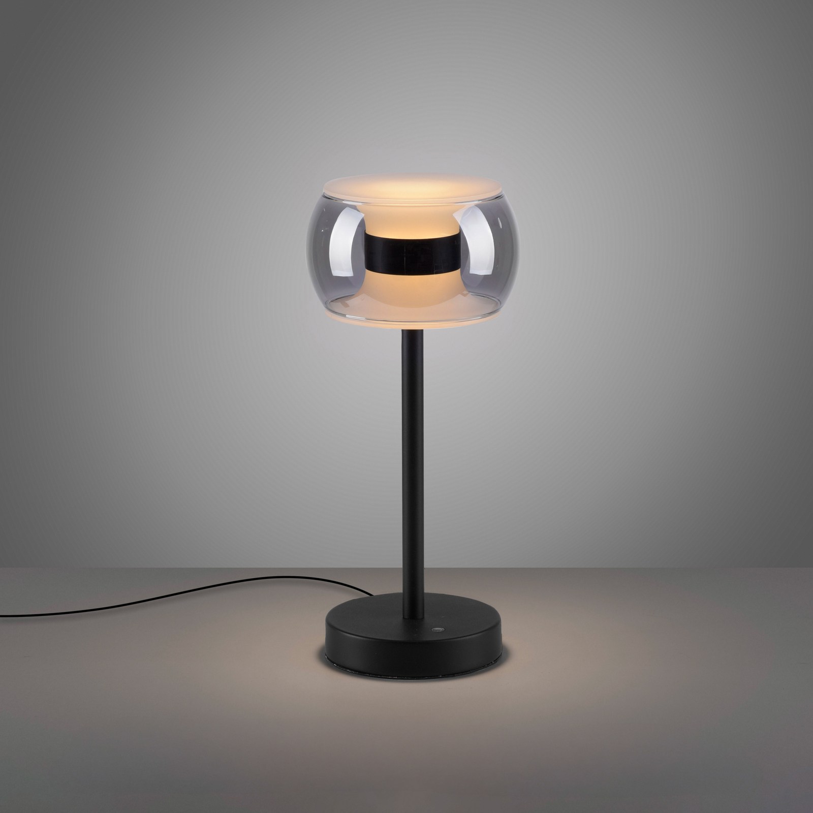 Fumea LED asztali lámpa, magasság 35 cm, fekete/füstös, CCT üveg