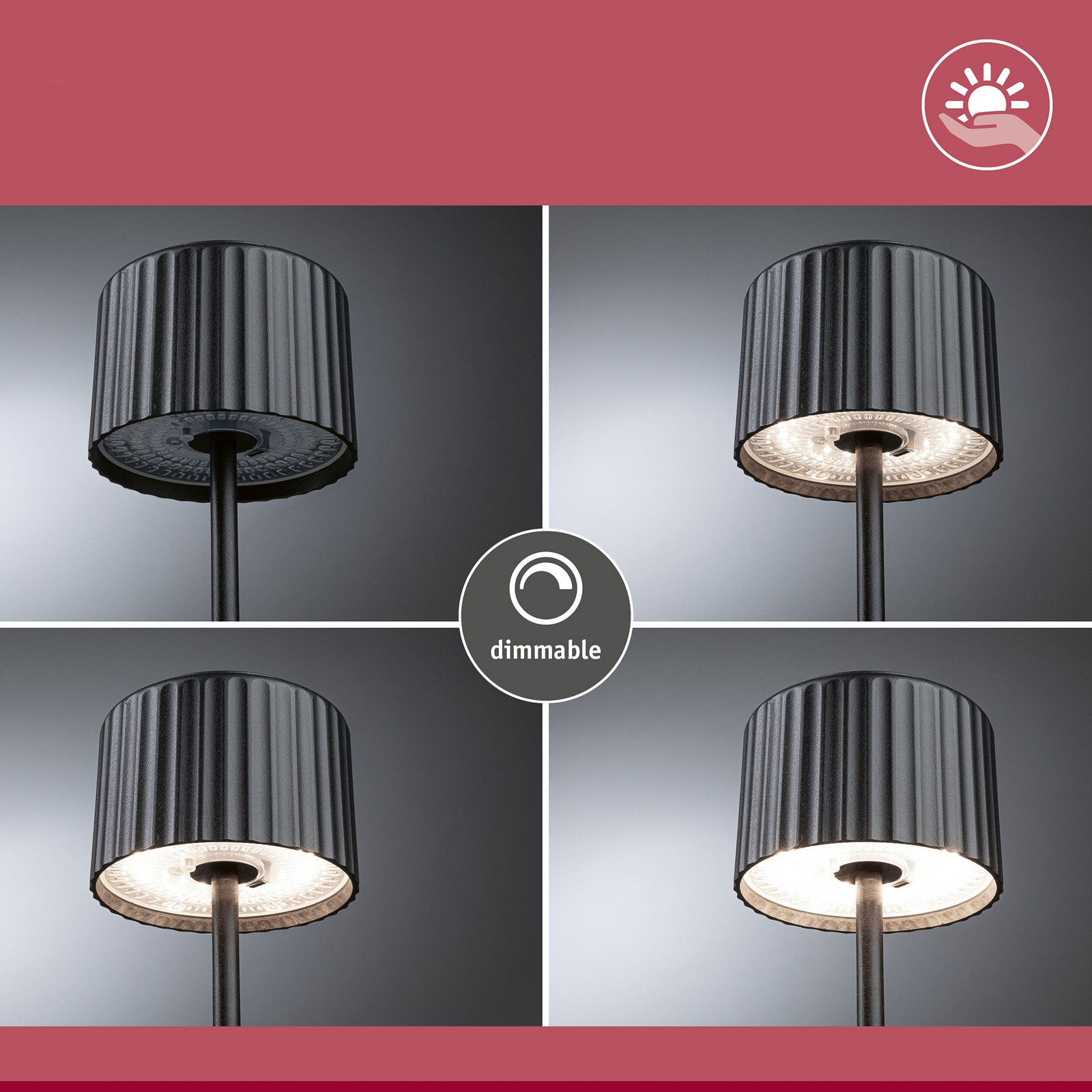 Else Solar LED-batteridrevet bordlampe, sort, IP44 - Paulmann