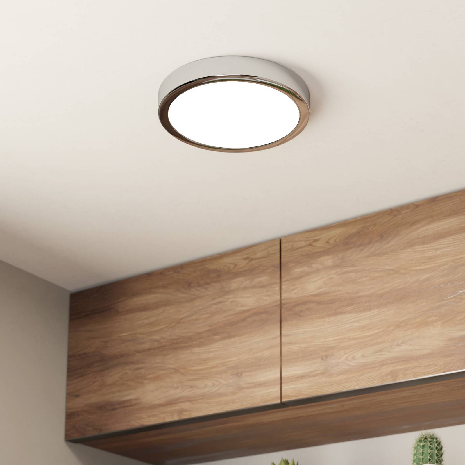 LED-Deckenlampe Fueva 5 IP44 3000K chrom Ø21cm günstig online kaufen