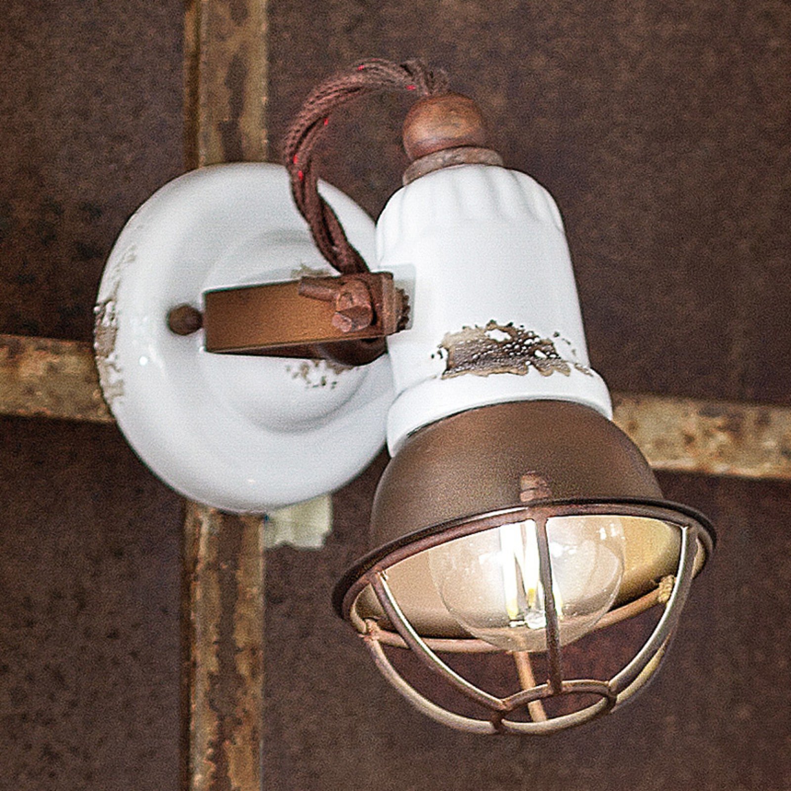 Zidna lampa C1675/1 s košarom, 1 žarulja, bijela