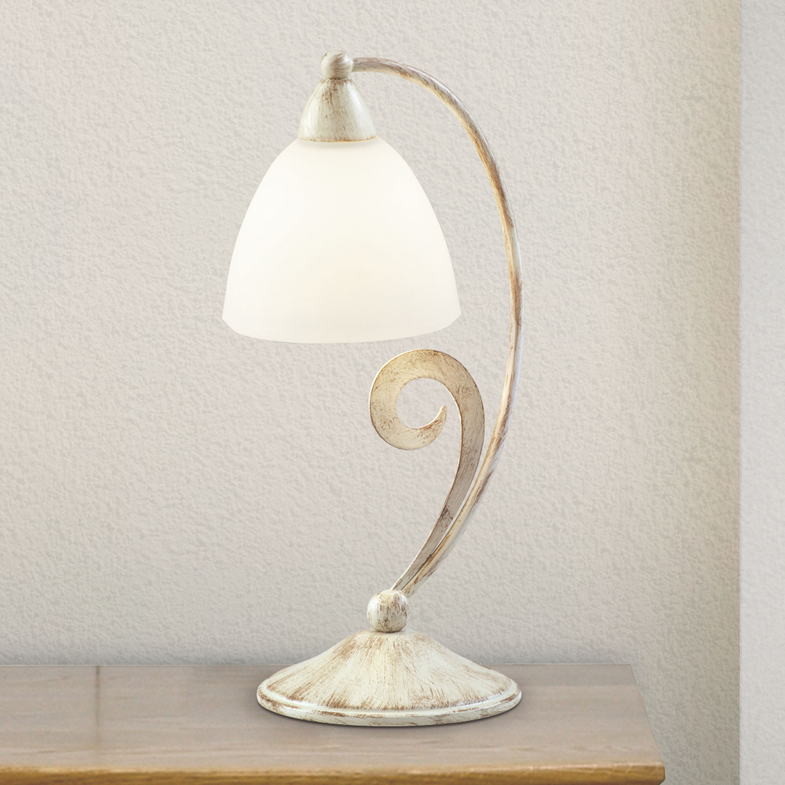 Bordlampe 1730/1L satineret hvid, elfenben