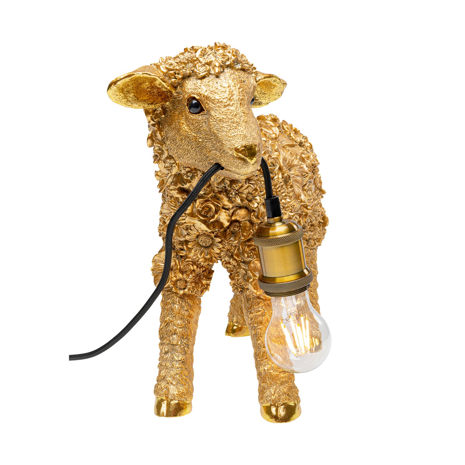 KARE Animal Flower Sheep bordlampe, guld