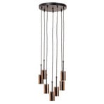 Candeeiro suspenso Orbit, preto/dourado, sete luzes