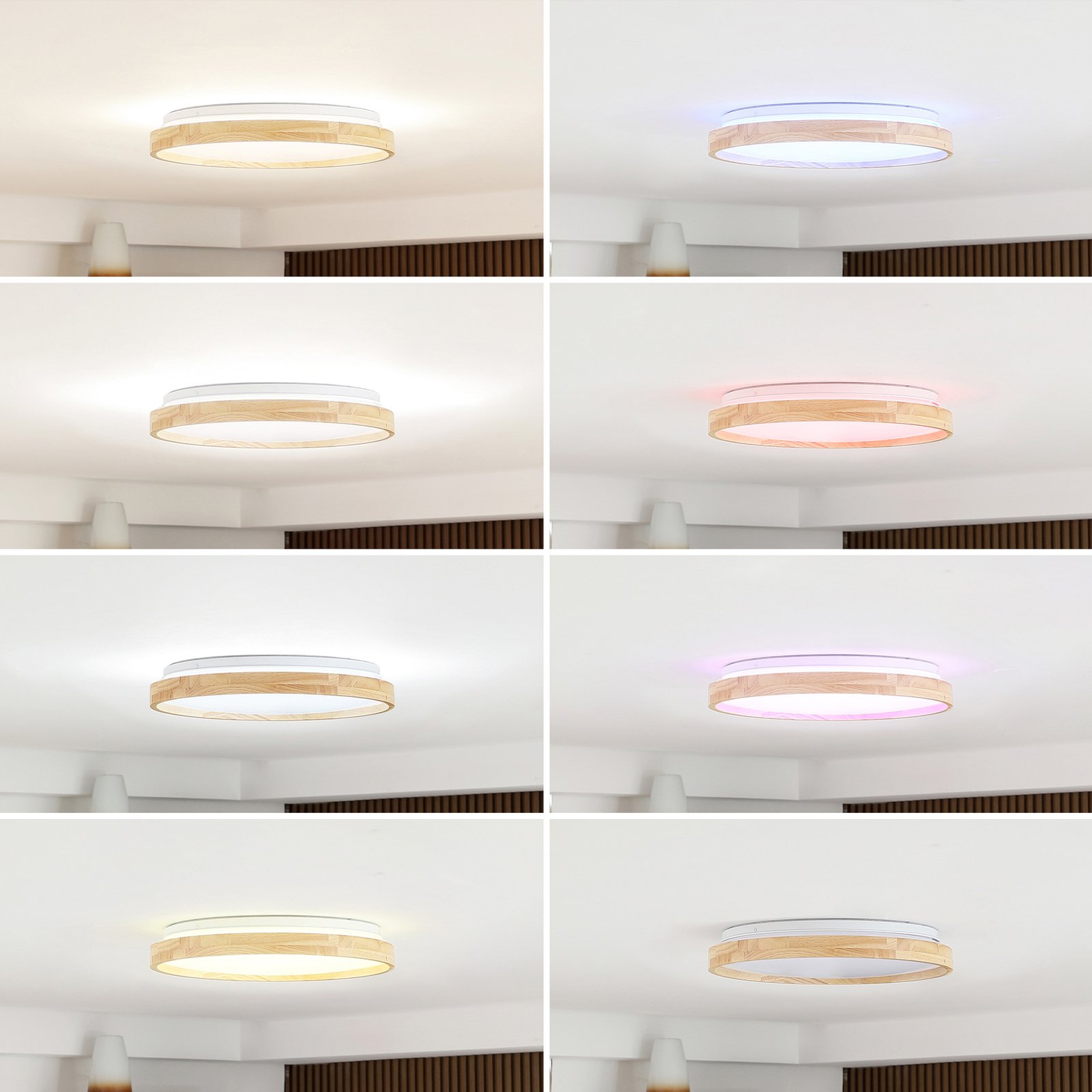 Lindby Mirren LED plafondlamp hout Ø49,5cm Smart