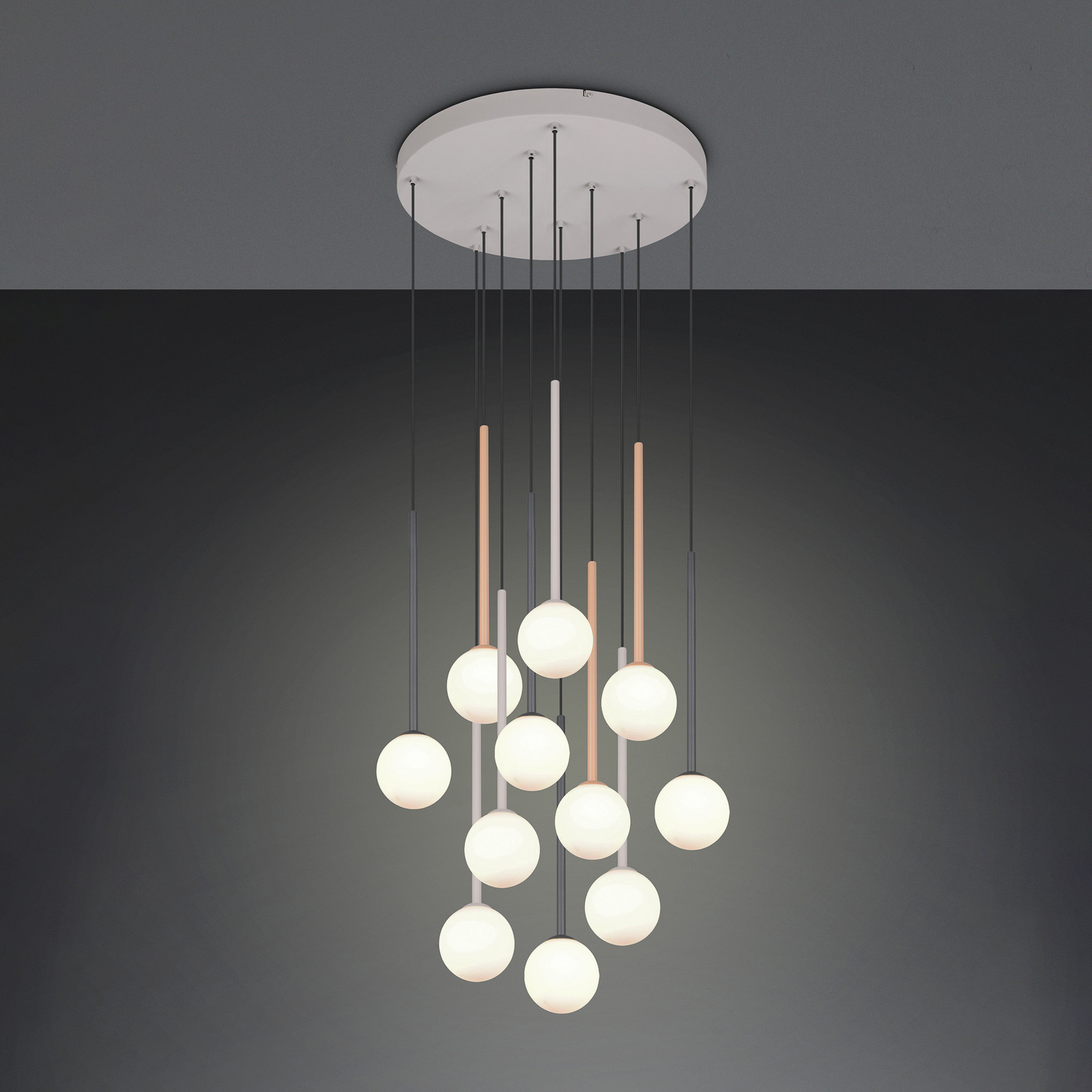 Trio Lighting Висяща лампа „Firano“, цветна, Ø 66 см, метал, 11-крилна