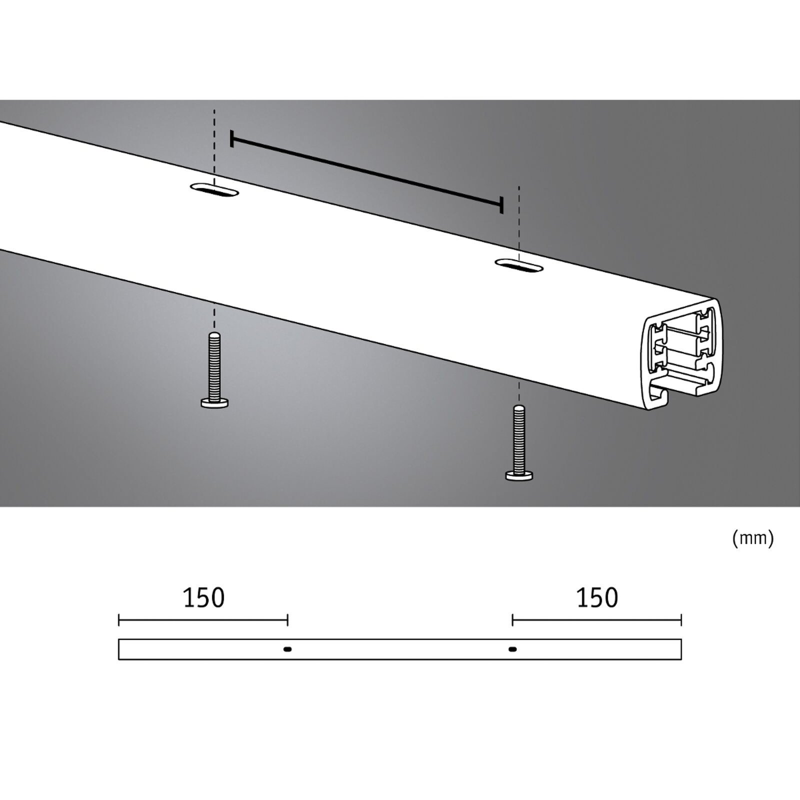 Paulmann URail rail, mat chroom, lengte 50 cm, aluminium