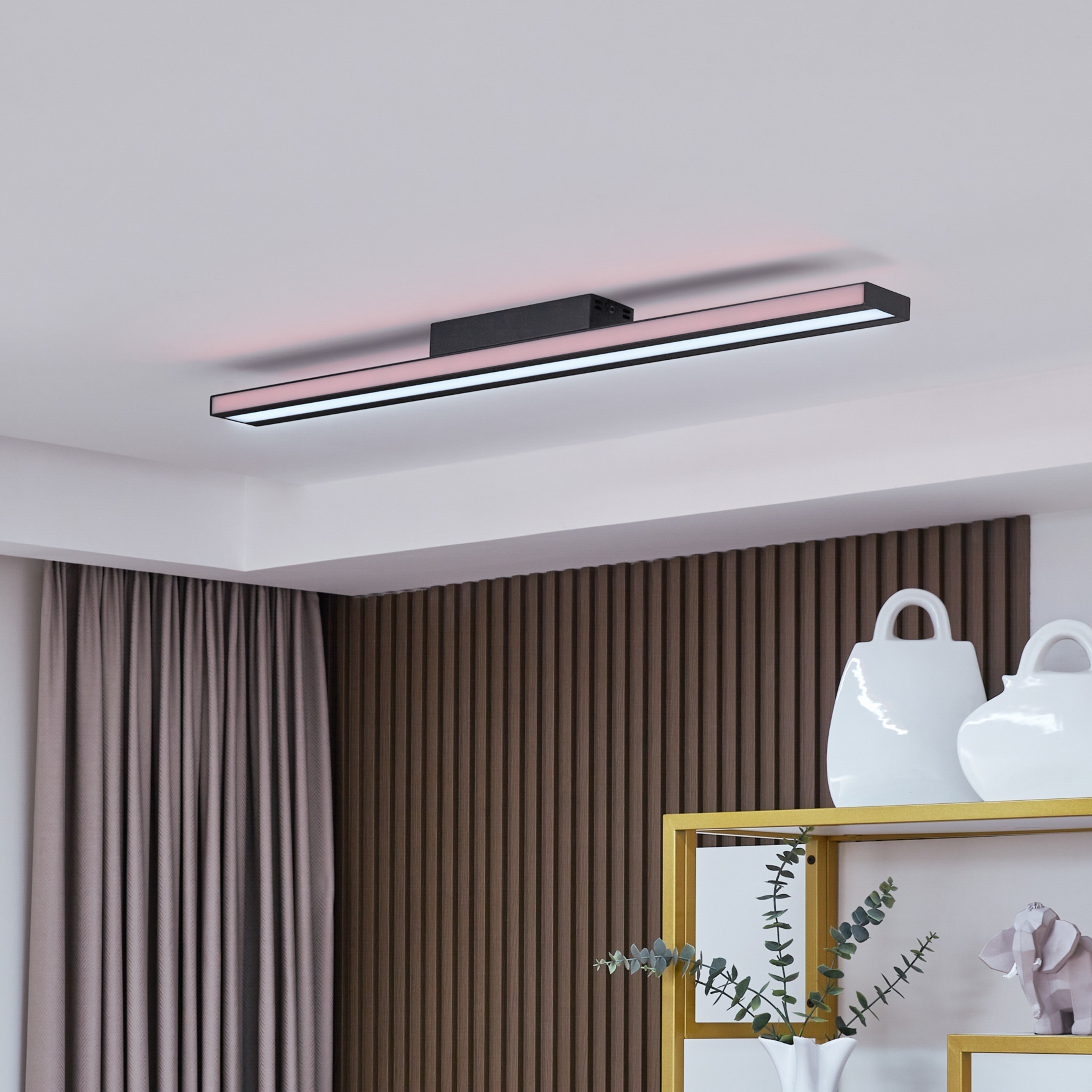 Lucande Smart Plafonnier LED Leicy noir 8 cm RVB CCT