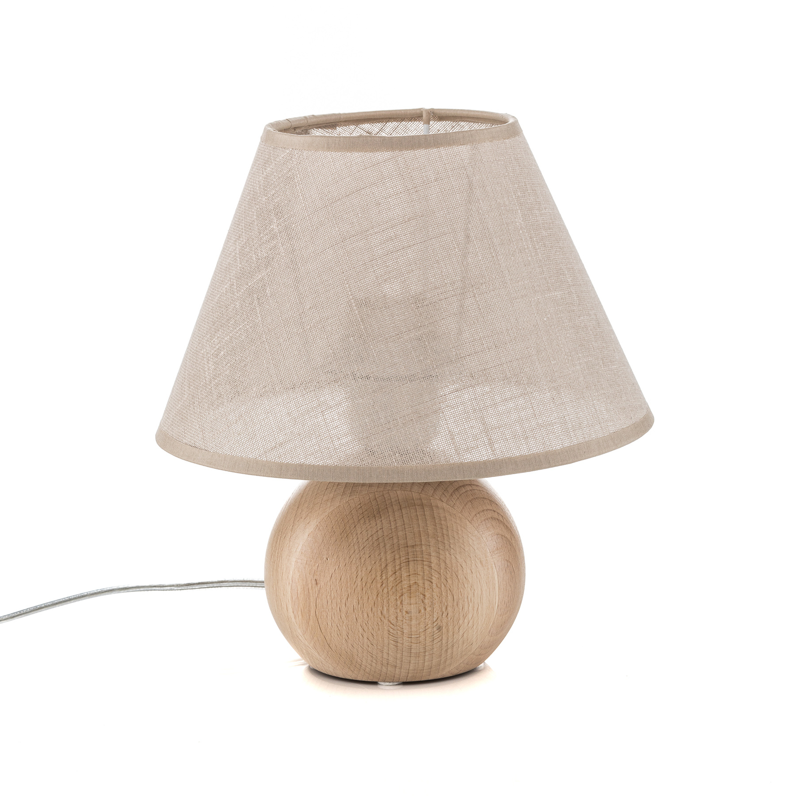 Envostar Gill lampa stołowa, drewno/klosz beżowy