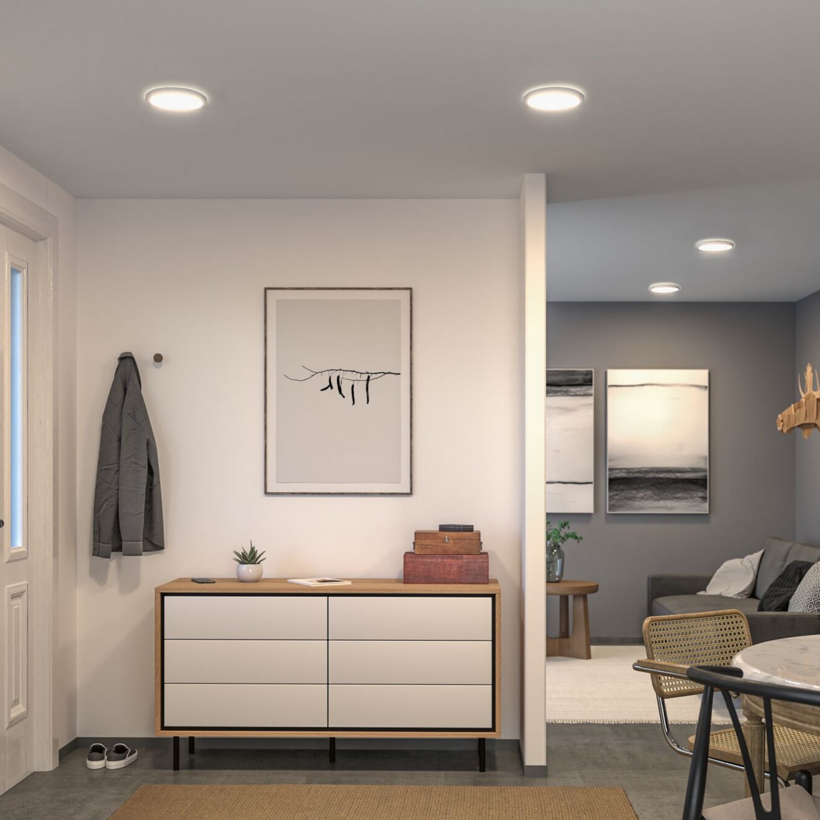 Panneau LED Paulmann Atria Shine, Ø 19 cm, blanc, IP44, 3000 K, marche/arrêt
