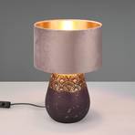 Настолна лампа Kiran, Ø 26 см, кафява керамична основа