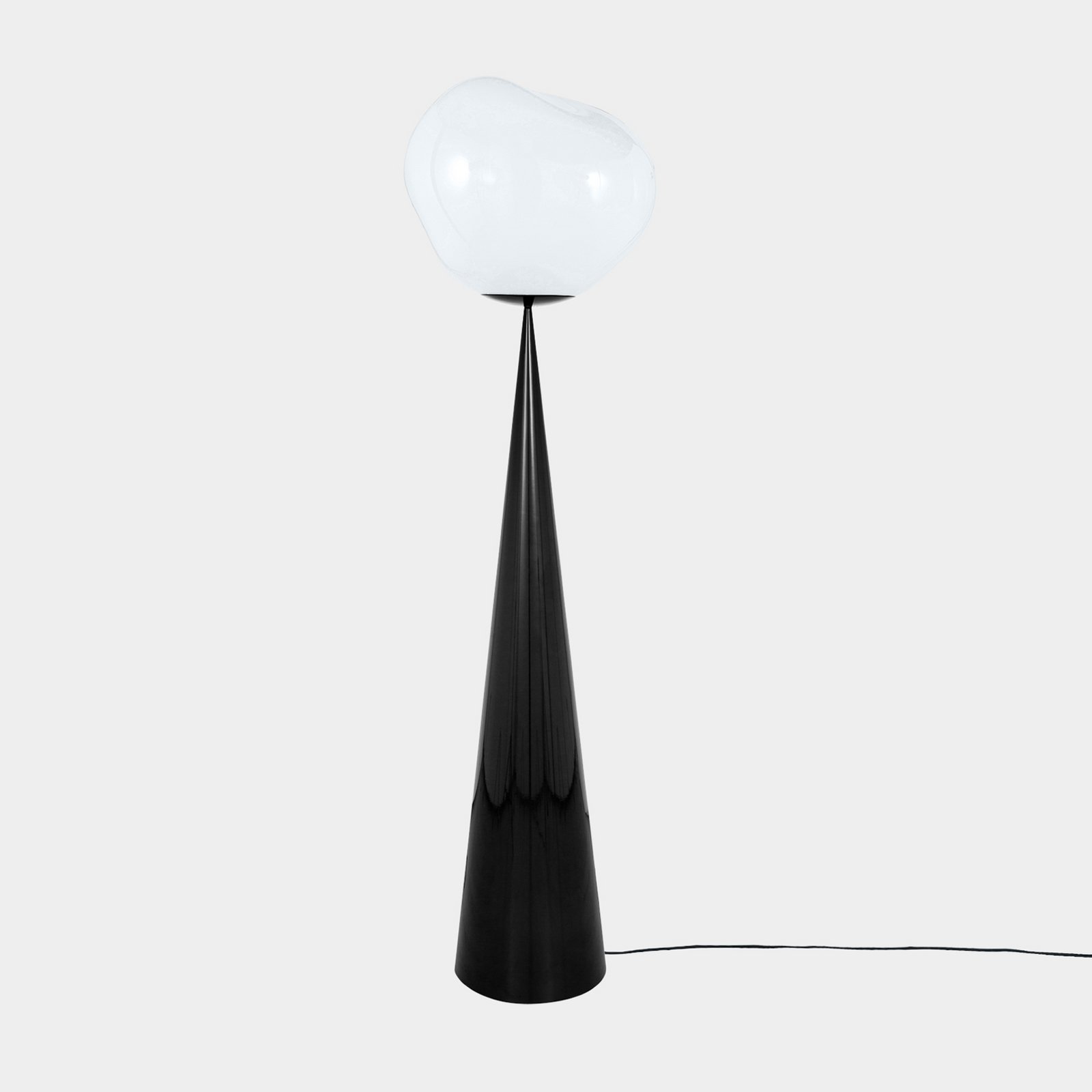 Tom Dixon Melt Cone Fat, opal, black base, 175 cm