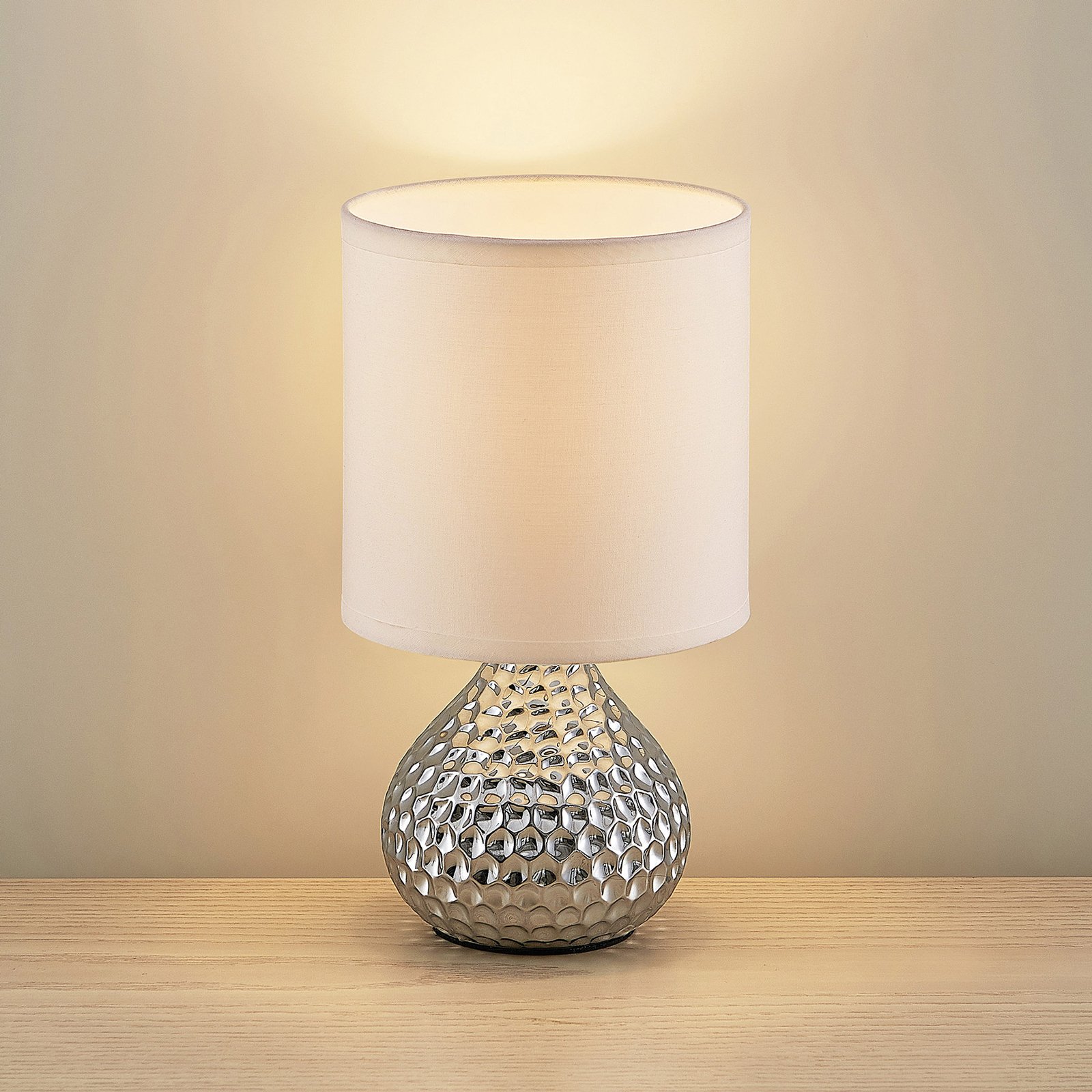 Lindby Tyras table lamp, white, silver ceramics